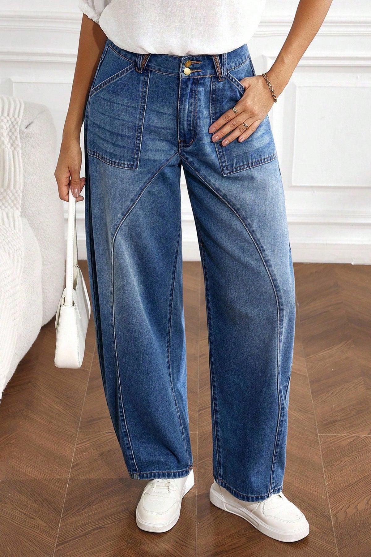 *Ashleigh Blue Curved-Knife Ankle-Length Casual Jeans