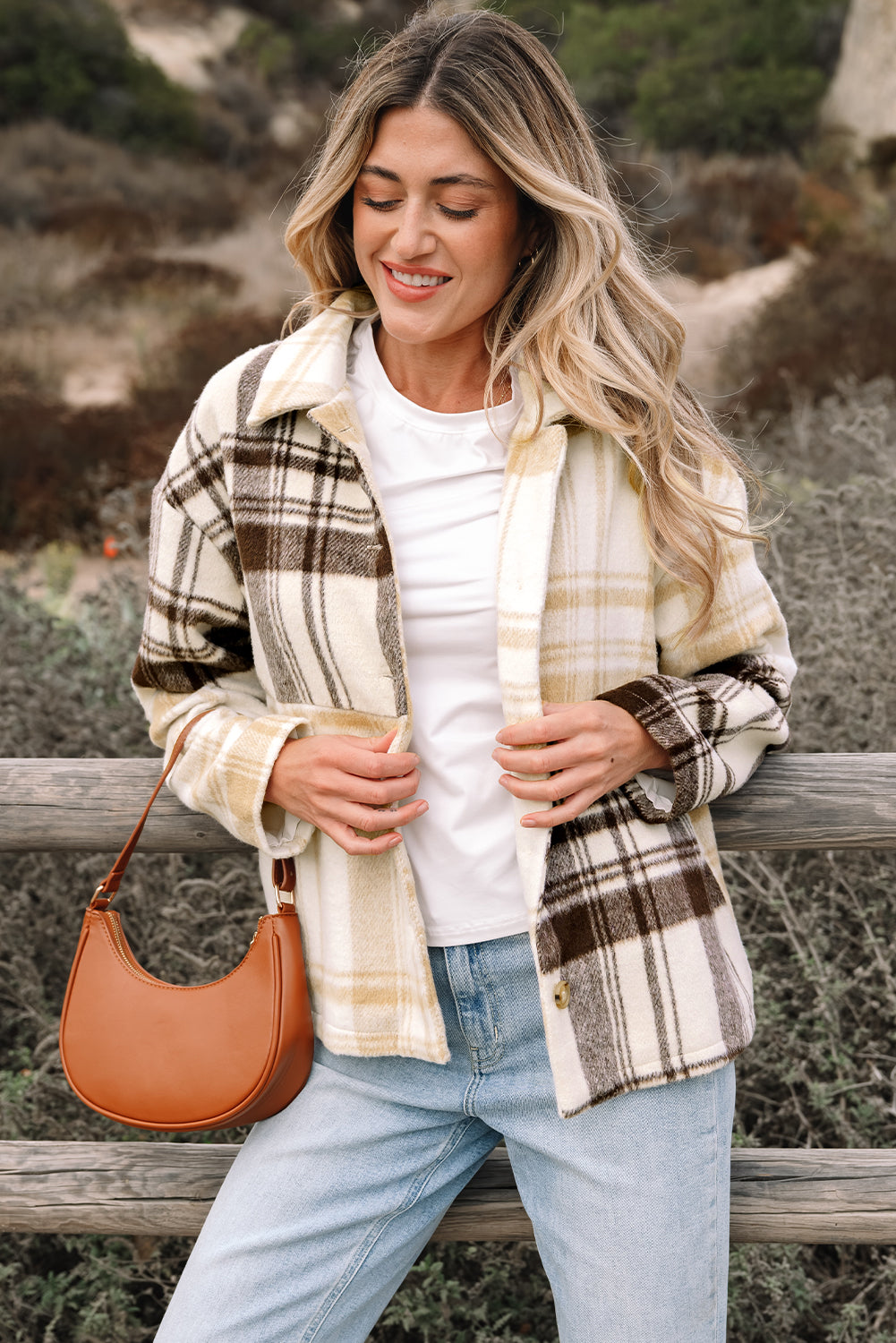 *Multicolour Plaid Patchwork Side Pockets Buttoned Shacket