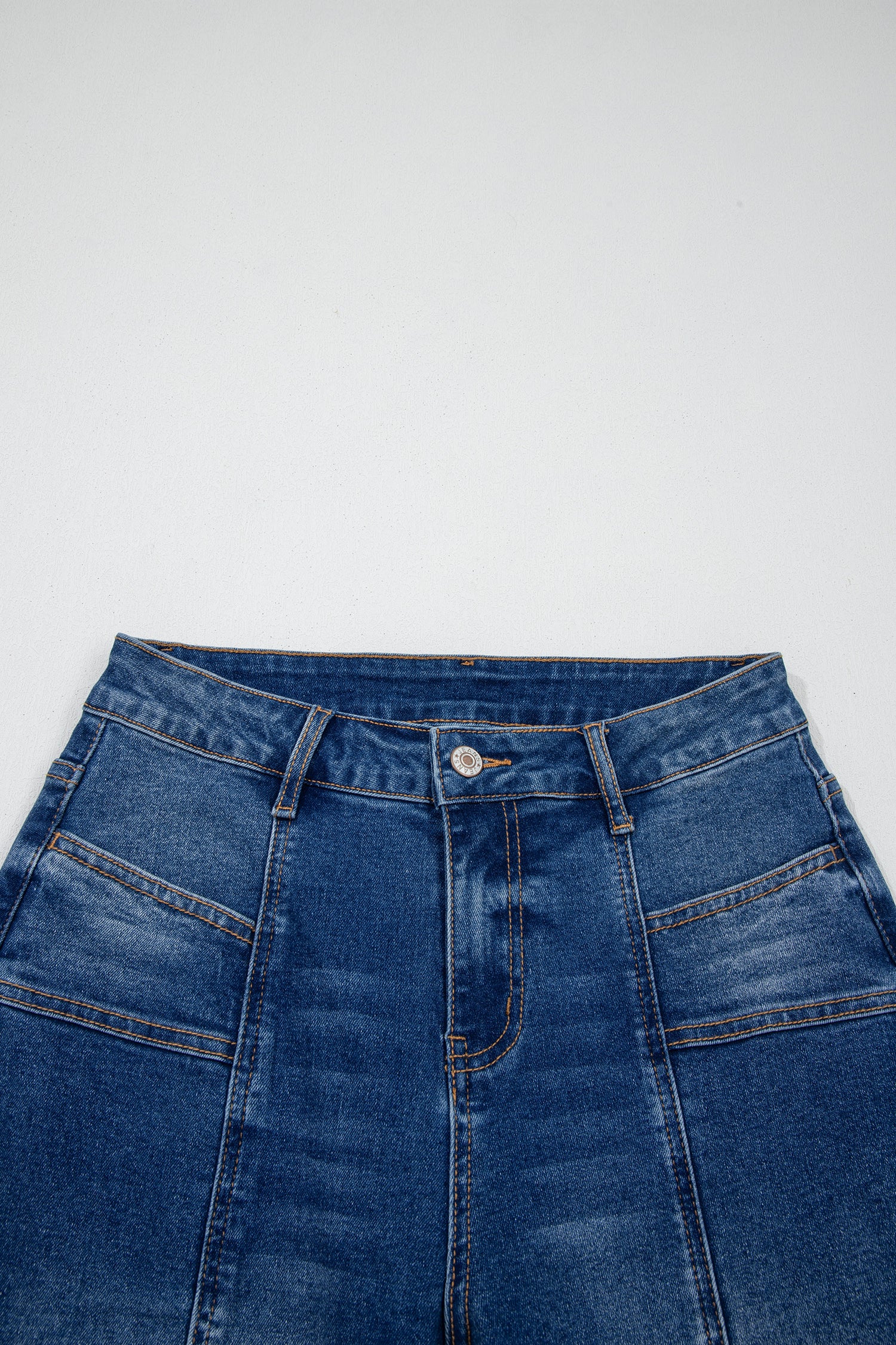 *Sky Blue Tailored Seam Detail Womens Shift Jeans