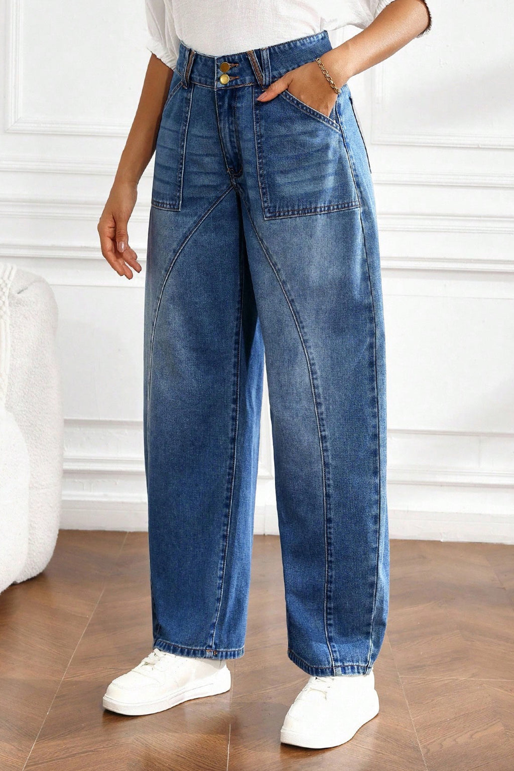*Ashleigh Blue Curved-Knife Ankle-Length Casual Jeans