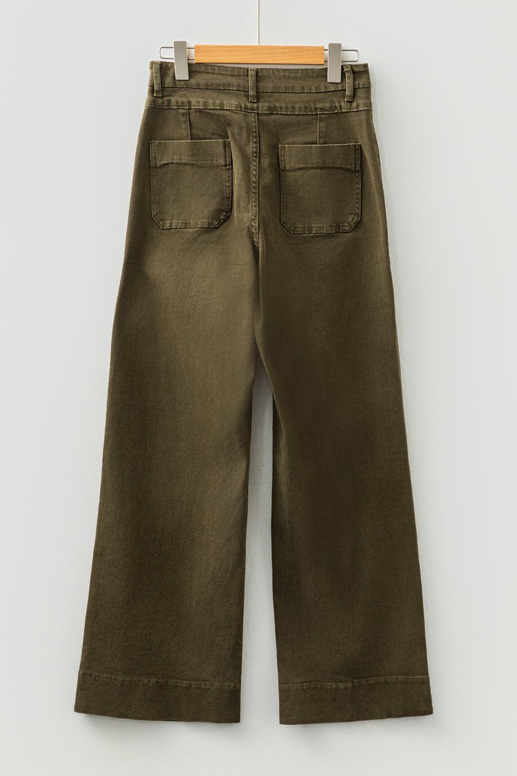 *Jungle Green Double Waistband Loose Straight Jeans