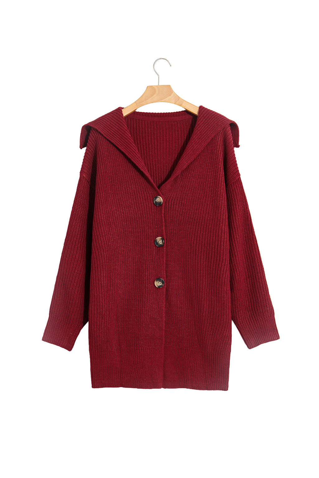 *Red Dahlia Solid Color Knit Oversized Button Front Sweater Cardigan