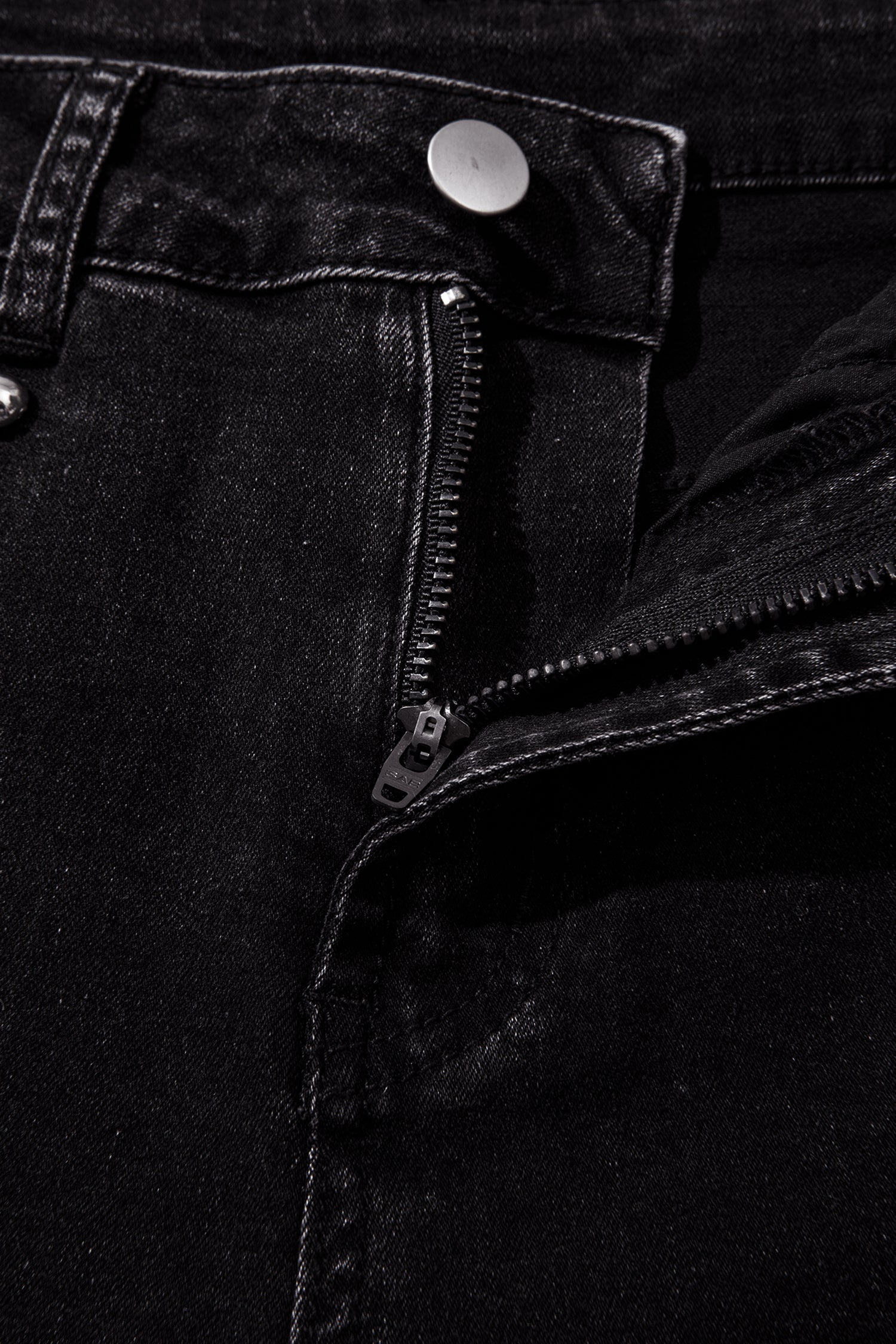 *Navy Blue Studded Detail Straight Leg Casual Loose Jeans