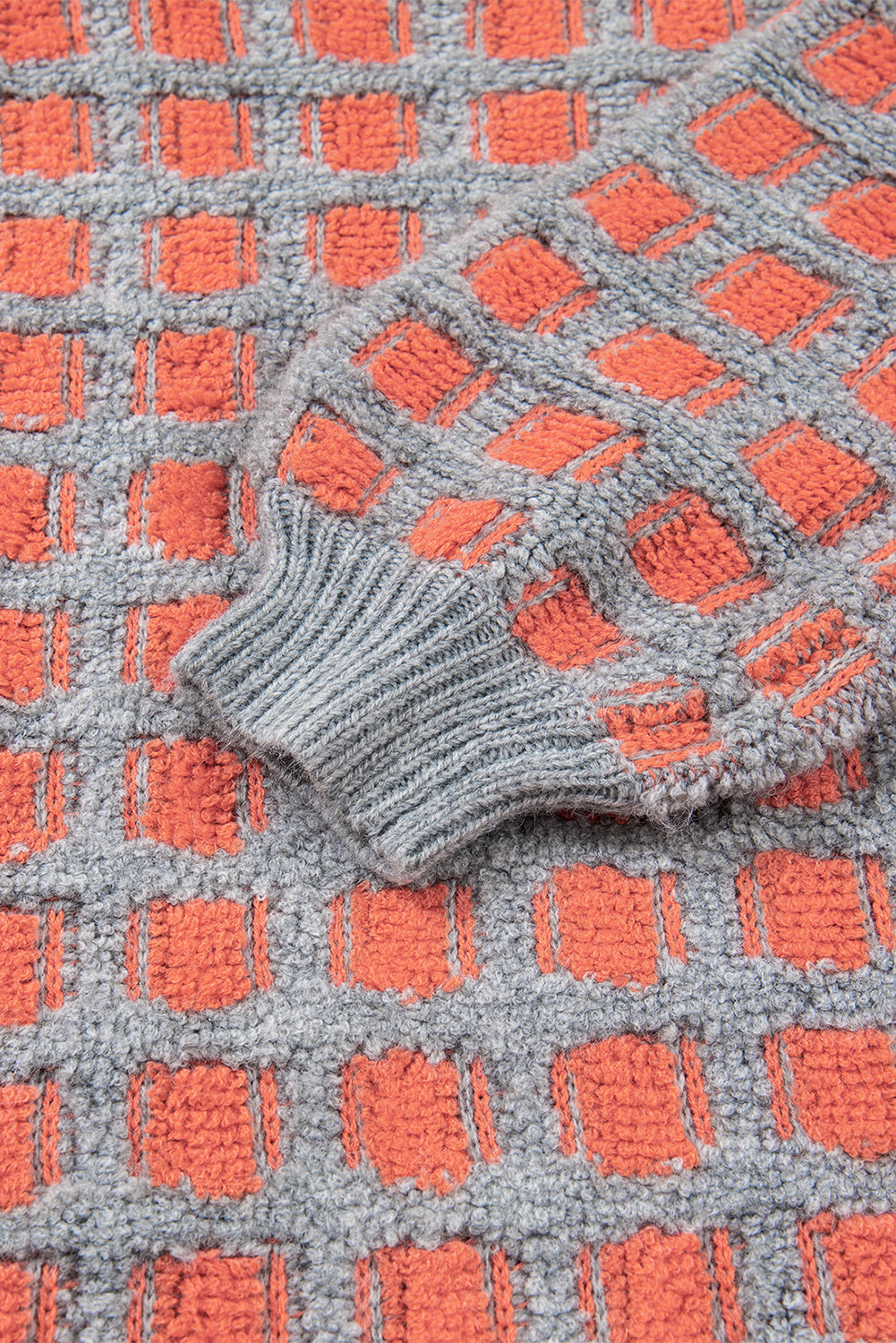 *Pink Checkered Oversized Side Slit Sweater
