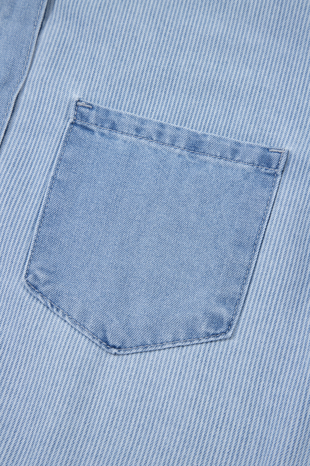 *Beau Blue Lightweight Denim Striped Patchwork Button Down Shacket