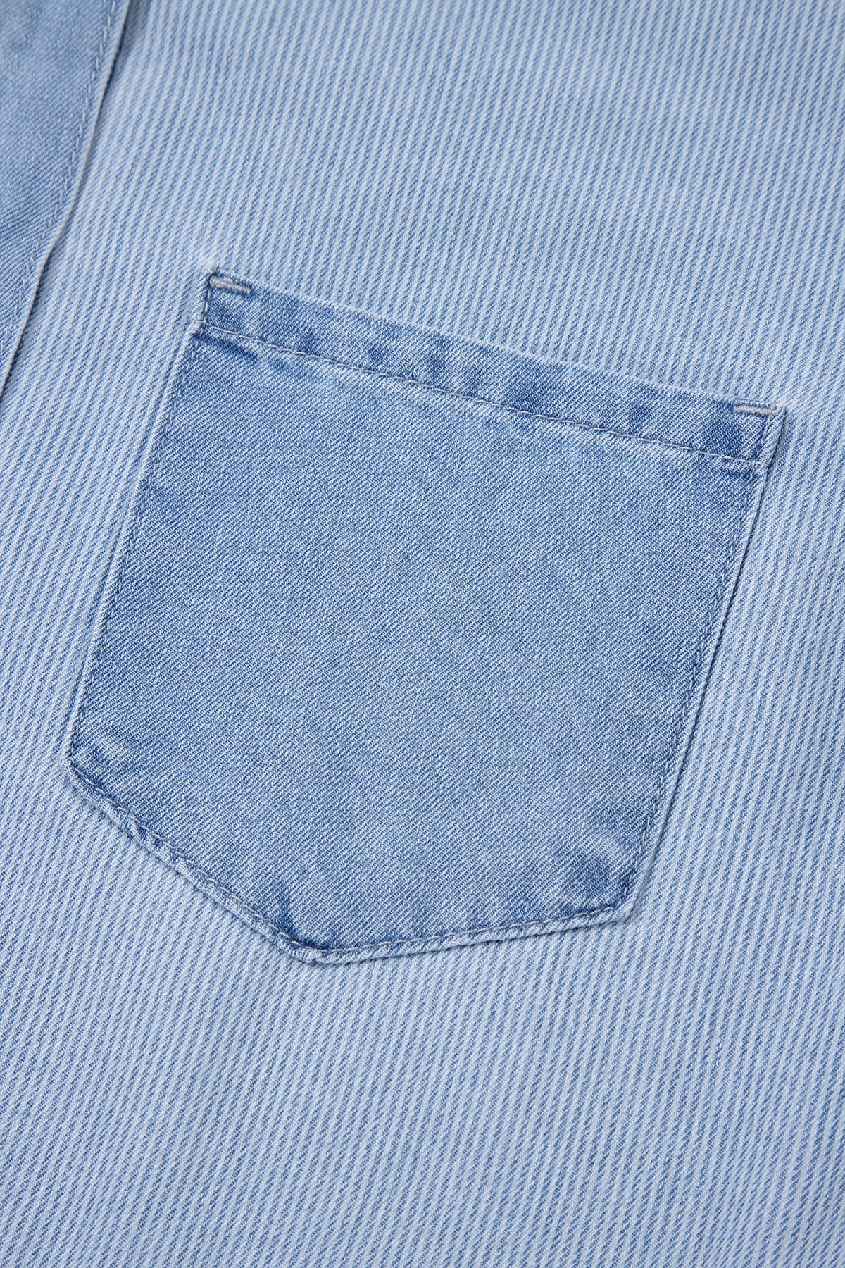 *Beau Blue Lightweight Denim Striped Patchwork Button Down Shacket