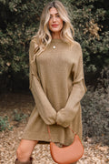 *Pale Khaki Oversize Drop Shoulder Slouchy Sweater Dress