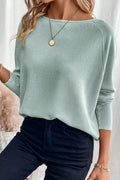 *Moonlight Jade Textured Raglan Sleeve Knit Loose Top