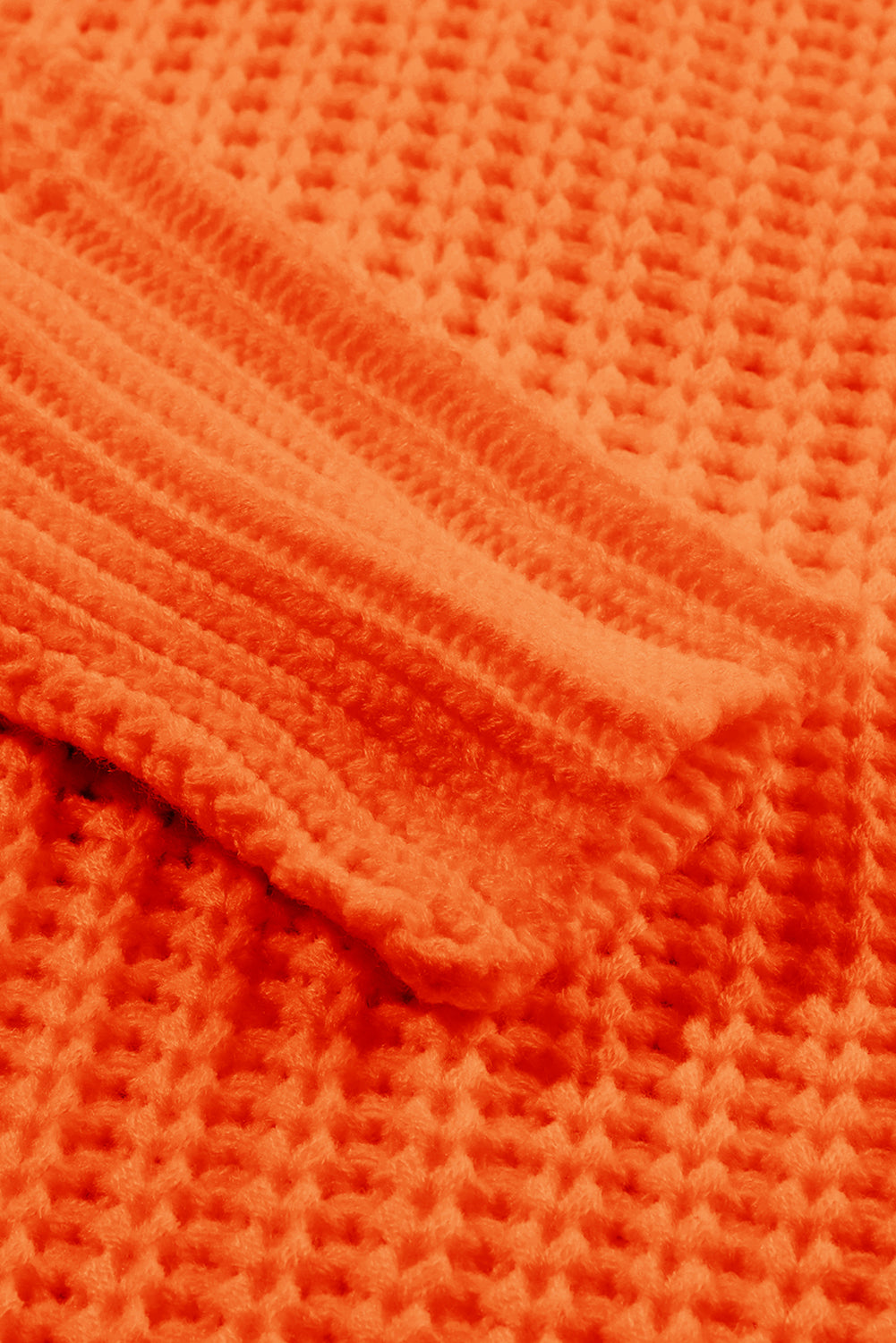 *Orange Ribbed Knit Round Neck Slouchy Chunky Sweater