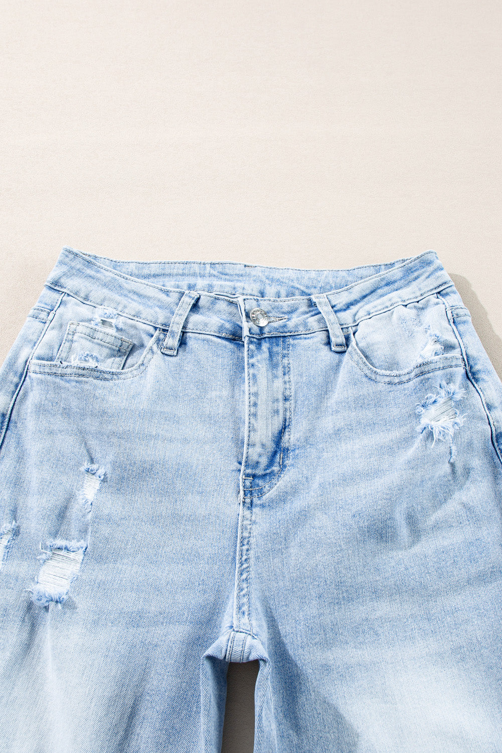 *Beau Blue Light Wash Distressed Straight Jeans