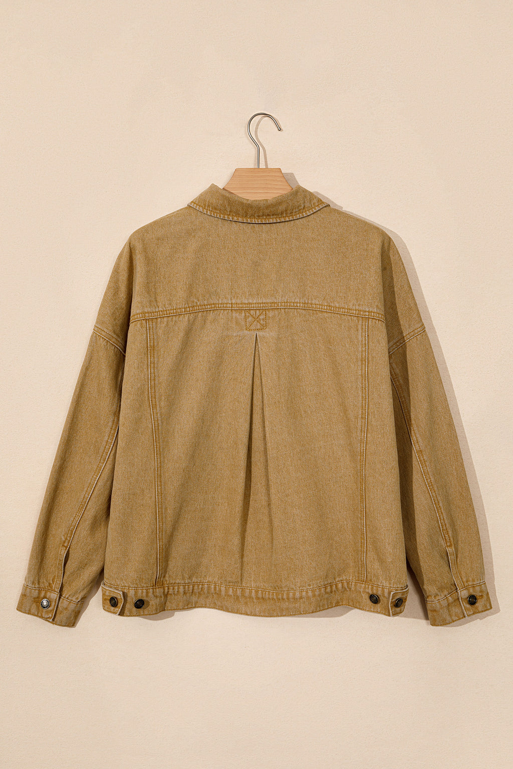 *honey gold Metal Button Front Long Sleeve Collar Denim Jacket