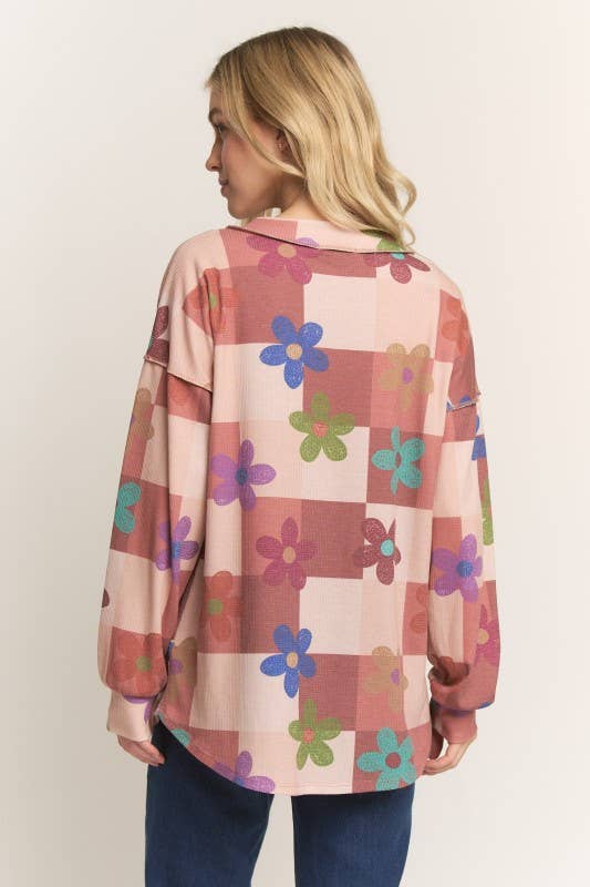 ~LONG SLEEVE FLORAL PRINT TOP
