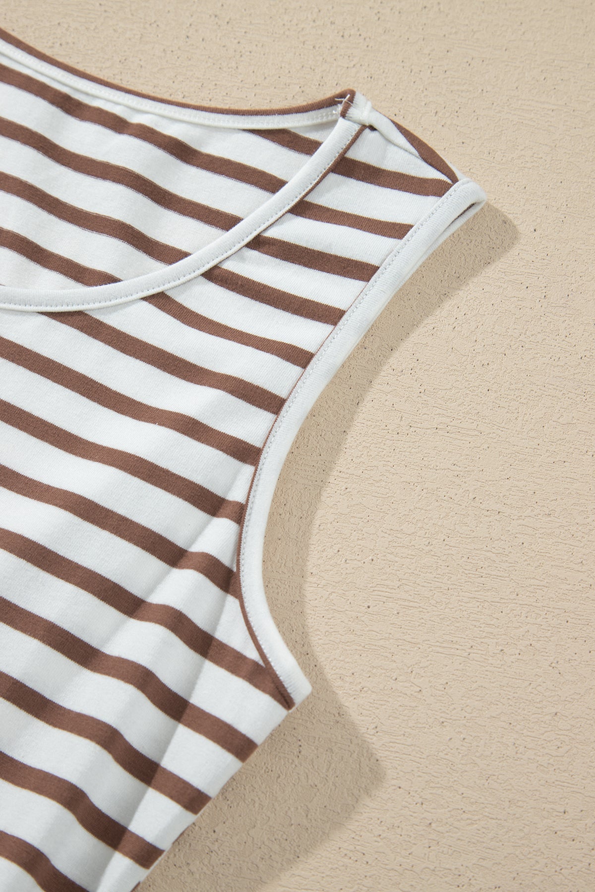 *Chestnut Striped Colorblock Patchwork Sleeveless Casual Long Dress