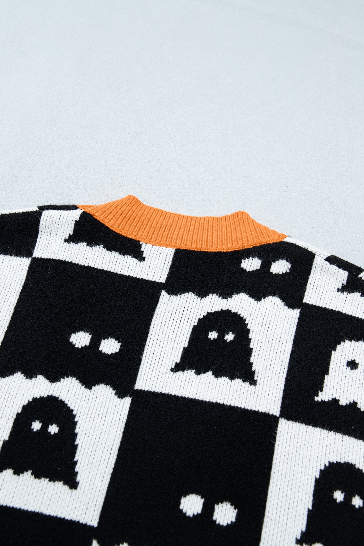 *Black Geometric Ghost Print Drop Shoulder Knit Cardigan