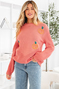 *Blossom Pumpkin Embroidered Thanksgiving Holiday Sweater