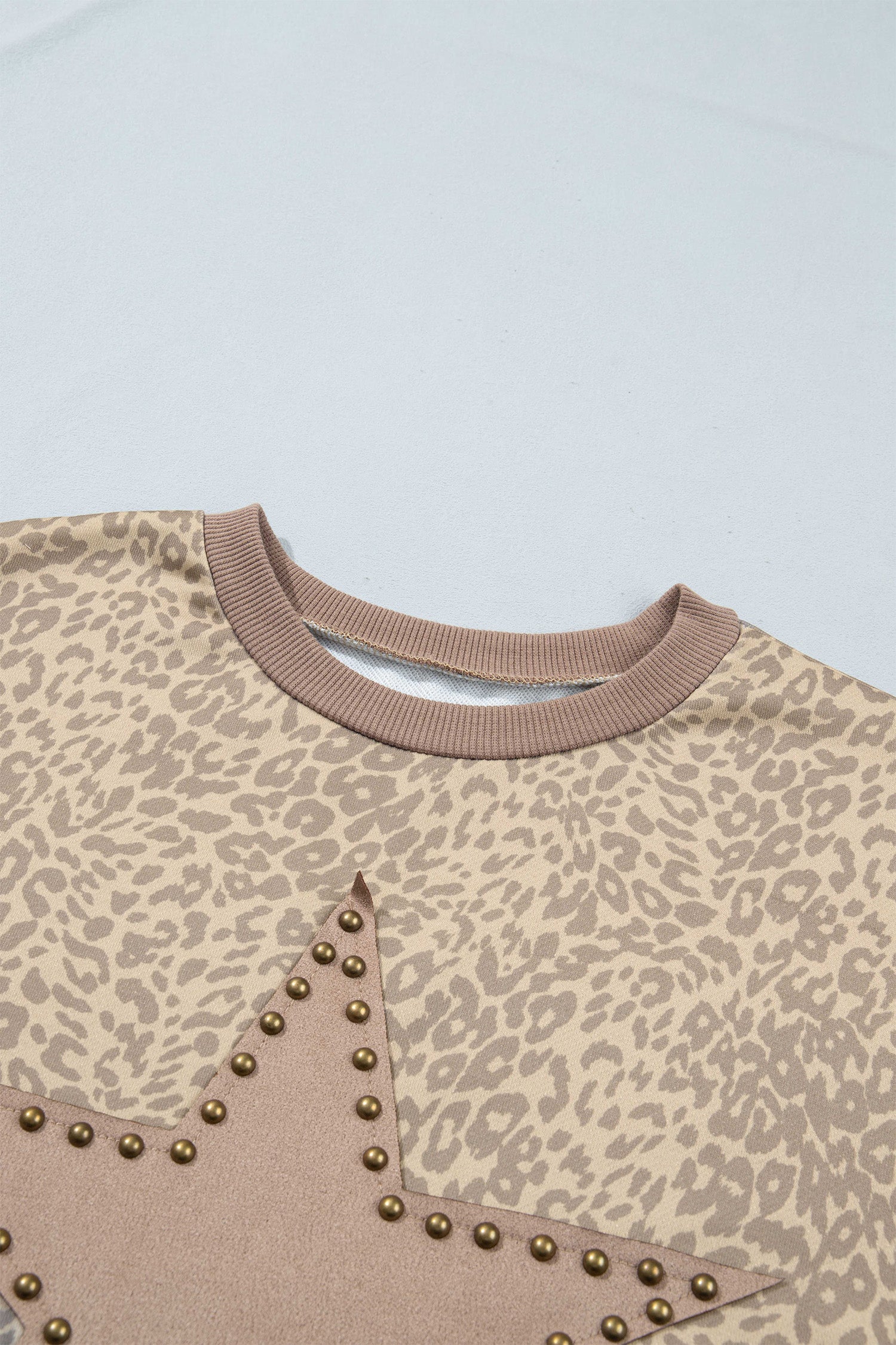 *Khaki Leopard Star Print Long Sleeve Loose Casual Two Piece Pants Set