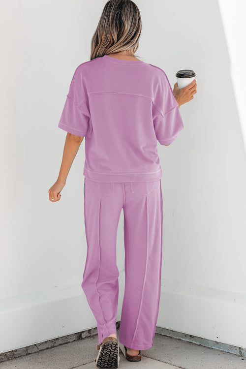 *Orchid Bouquet Drop Shoulder Boxy Tee and Barrel Pants Set