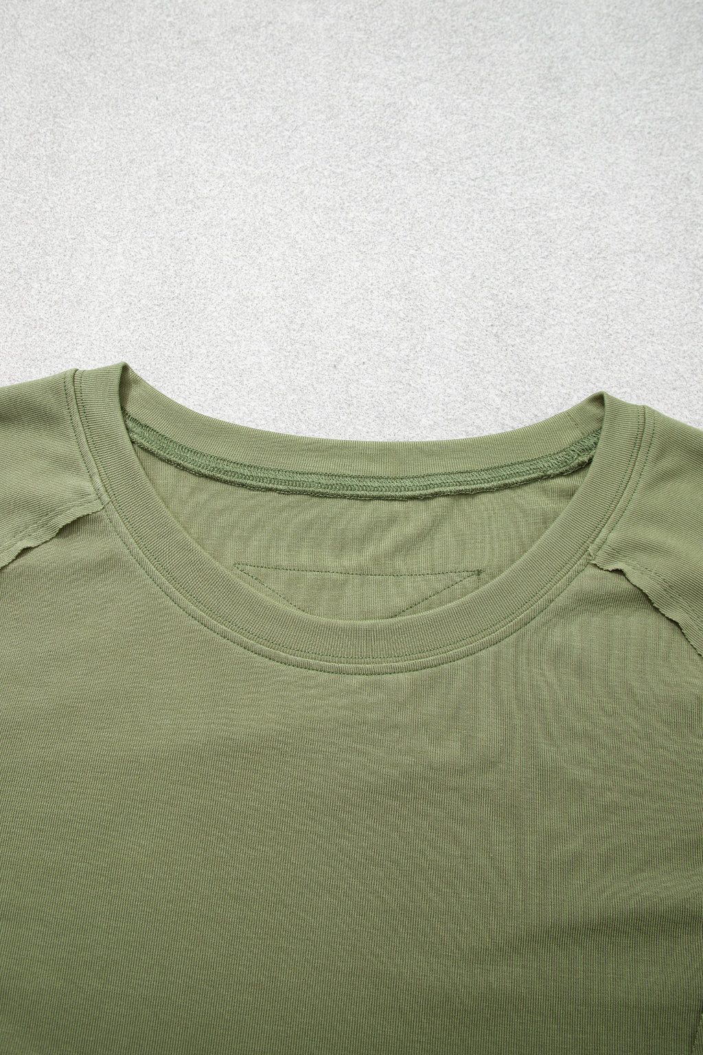 *Guacamole Green Round Neck Paneling Long Sleeve Top