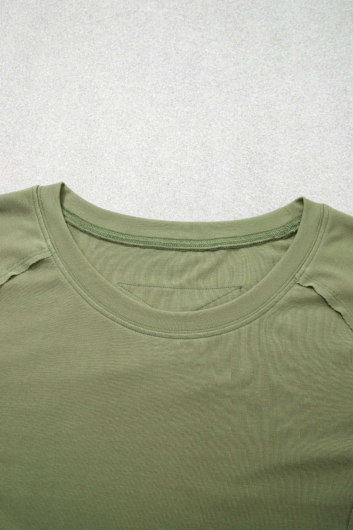 *Guacamole Green Round Neck Paneling Long Sleeve Top
