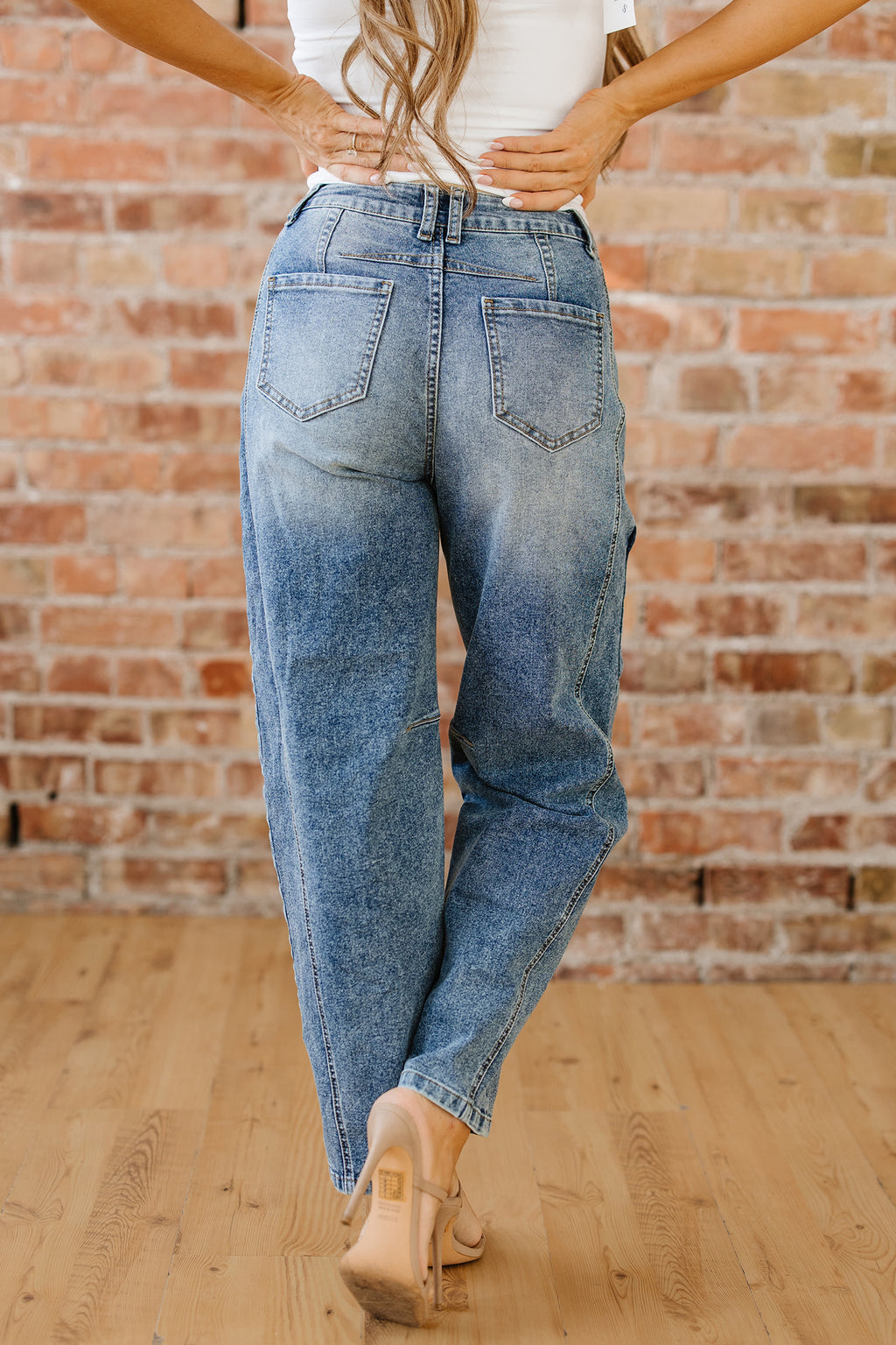 *Dusk Blue Vintage Washed Seam Detail Shift Jeans