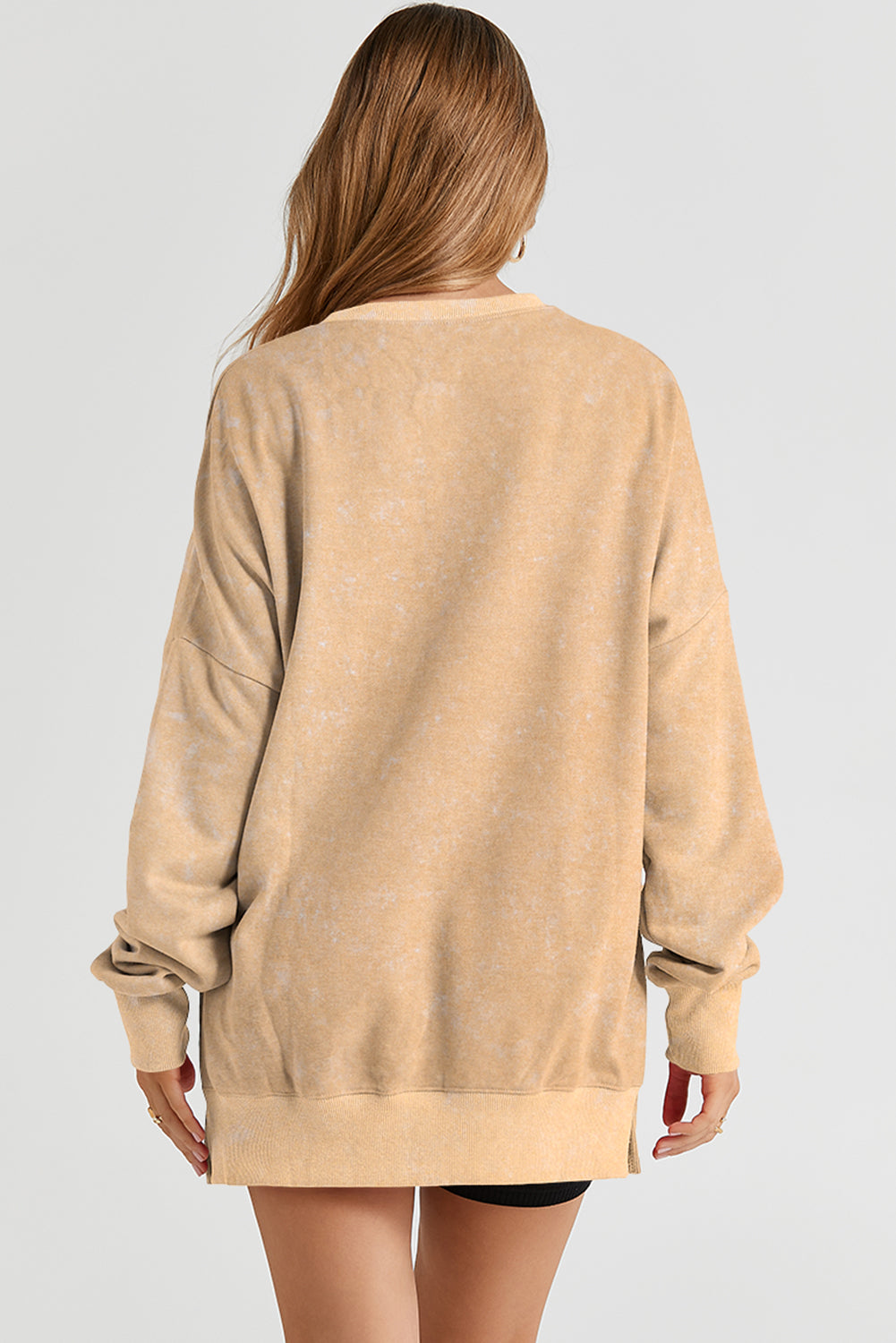 *Khaki Drop Shoulder Ribbed Trim Oversized Sweatshirt