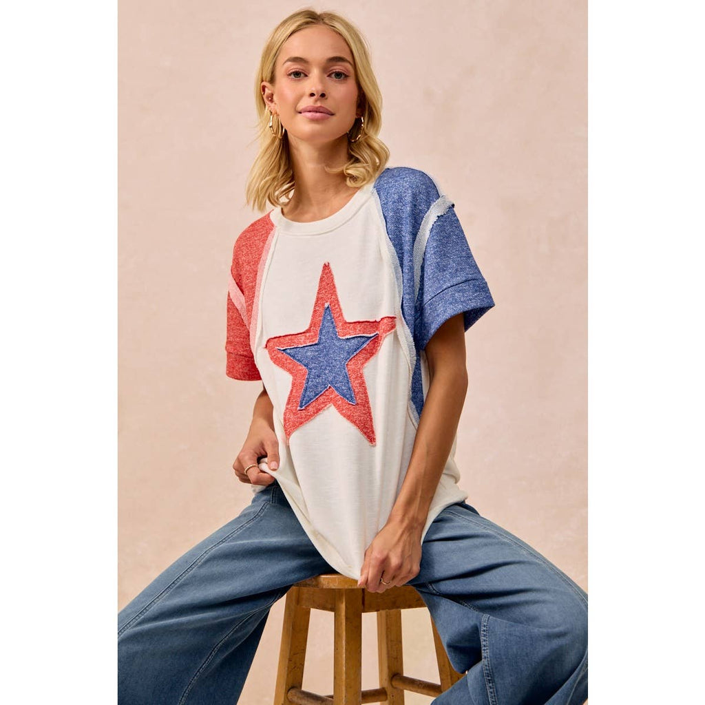 CP FRENCH TERRY CUT EDGE DETAIL FOURTH OF JULY TOP