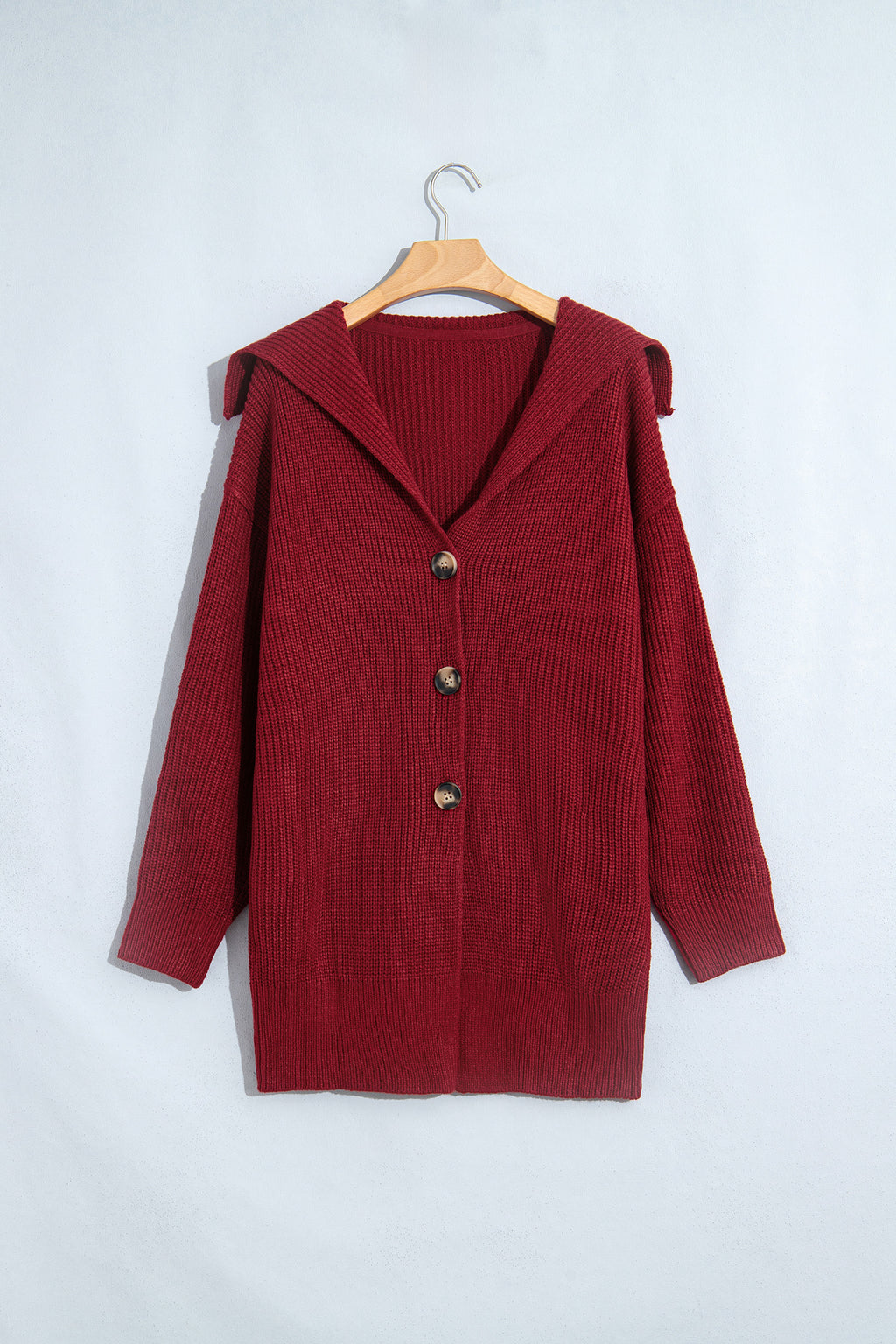*Red Dahlia Solid Color Knit Oversized Button Front Sweater Cardigan
