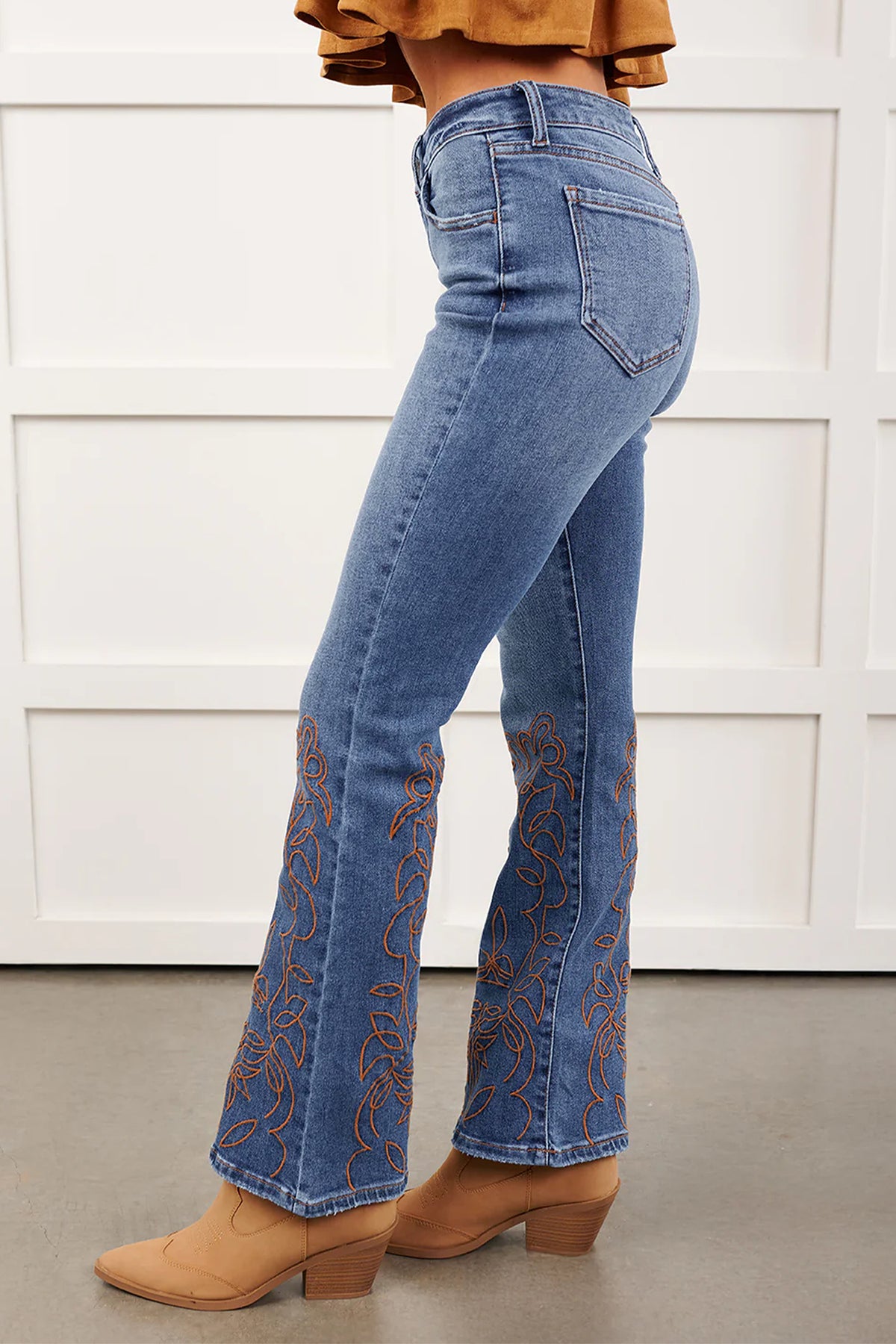 *Ashleigh Blue Embroidered Flare Leg Jeans