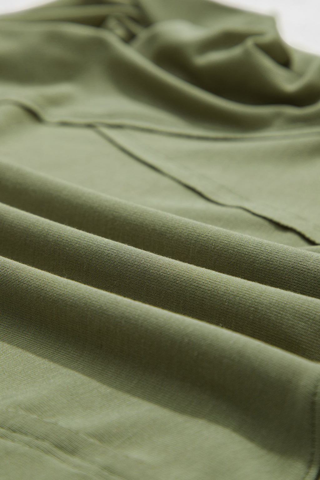 *Guacamole Green Round Neck Paneling Long Sleeve Top