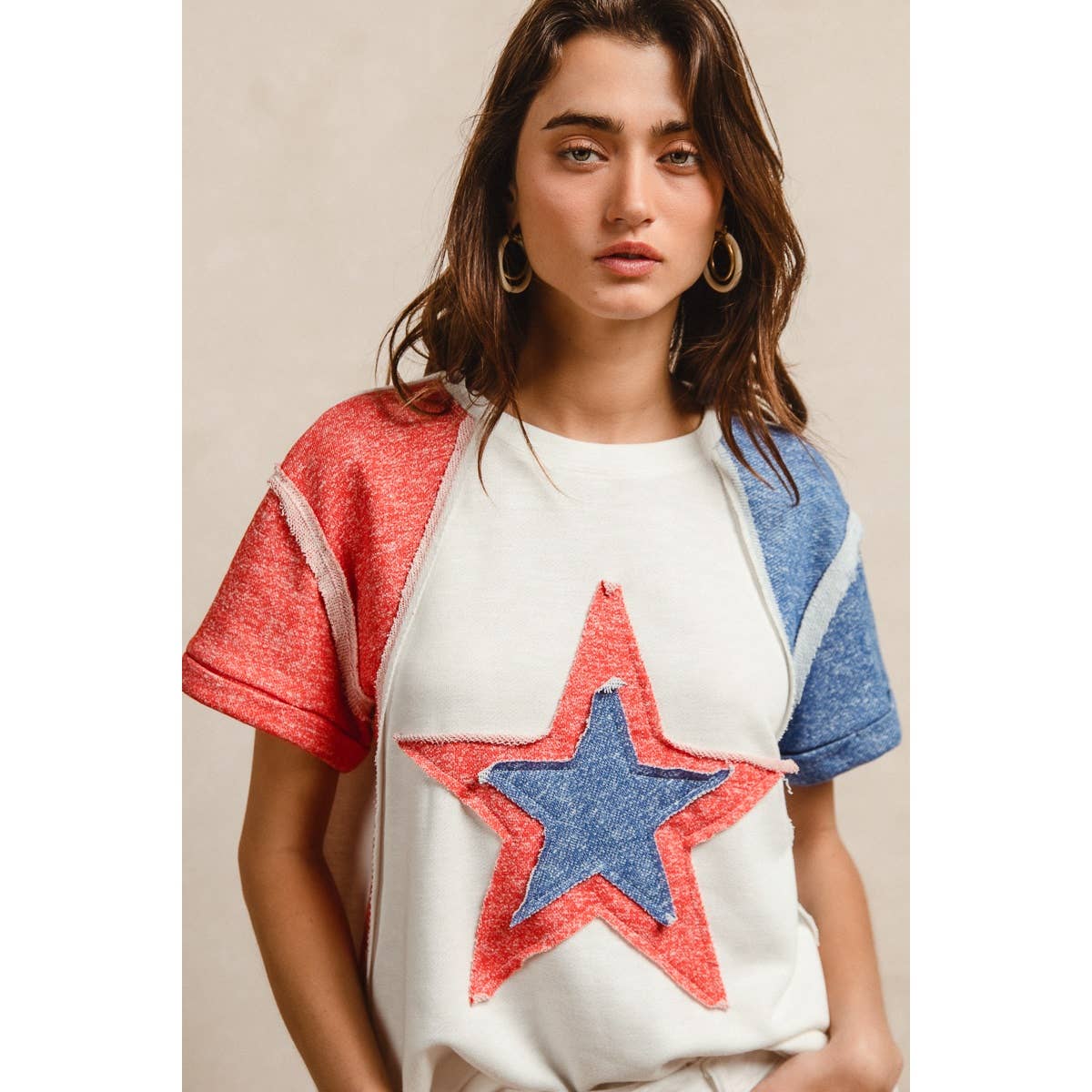 CP FRENCH TERRY CUT EDGE DETAIL FOURTH OF JULY TOP