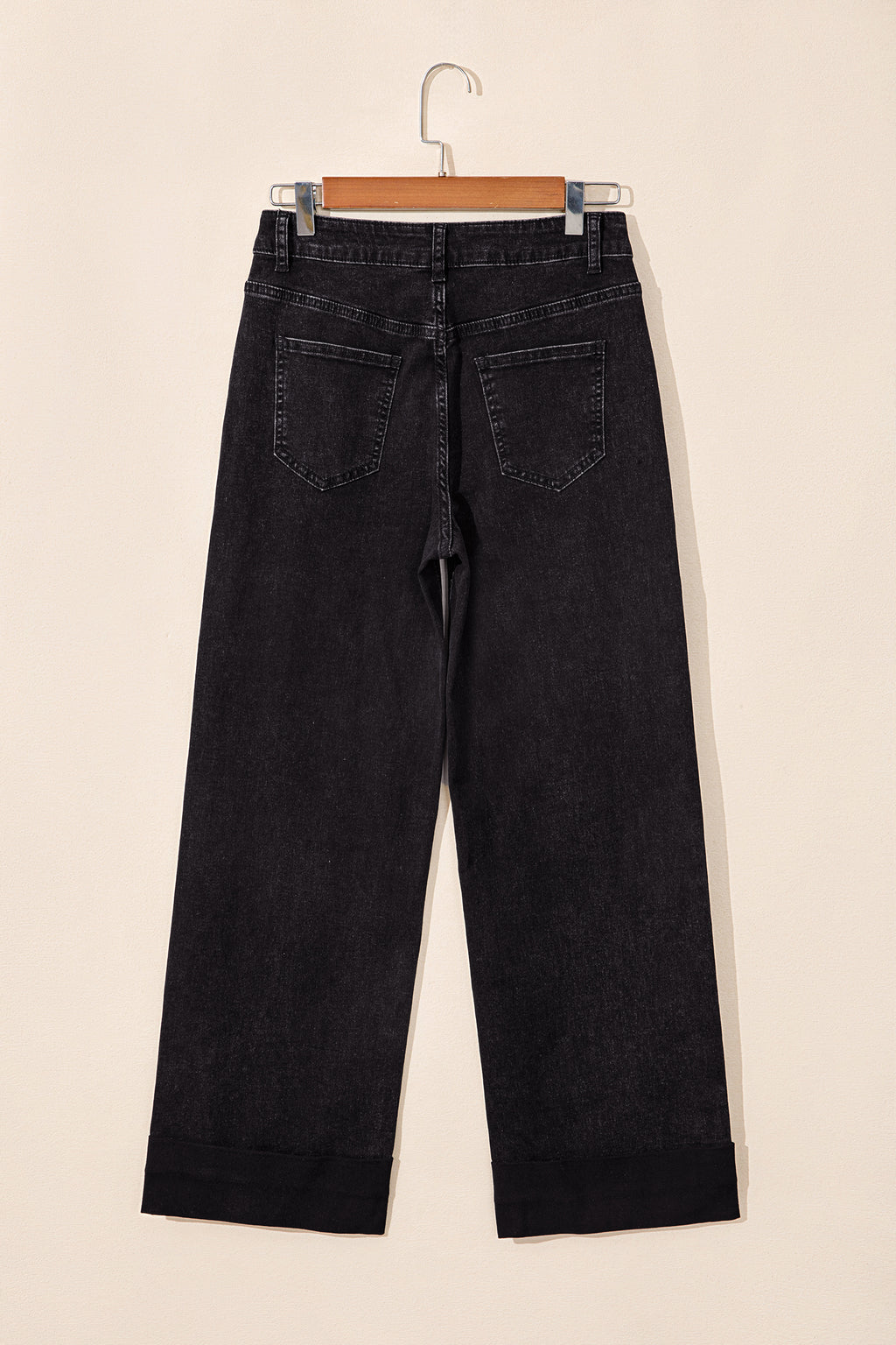 *Navy Blue Studded Detail Straight Leg Casual Loose Jeans