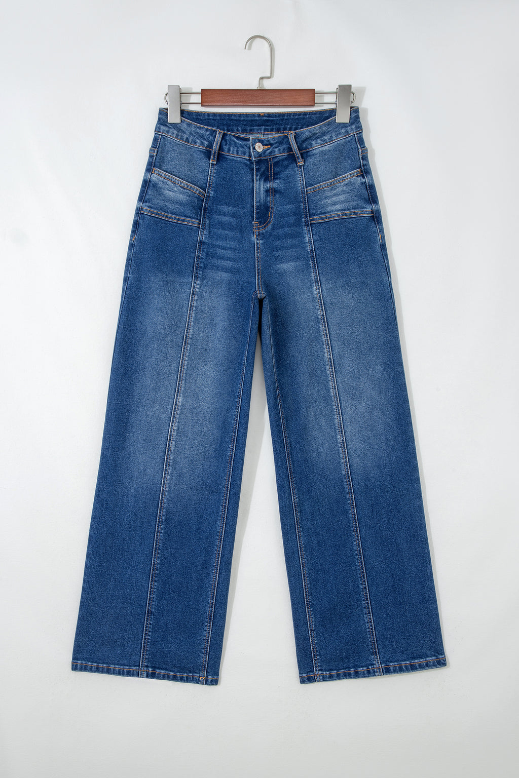 *Sky Blue Tailored Seam Detail Womens Shift Jeans