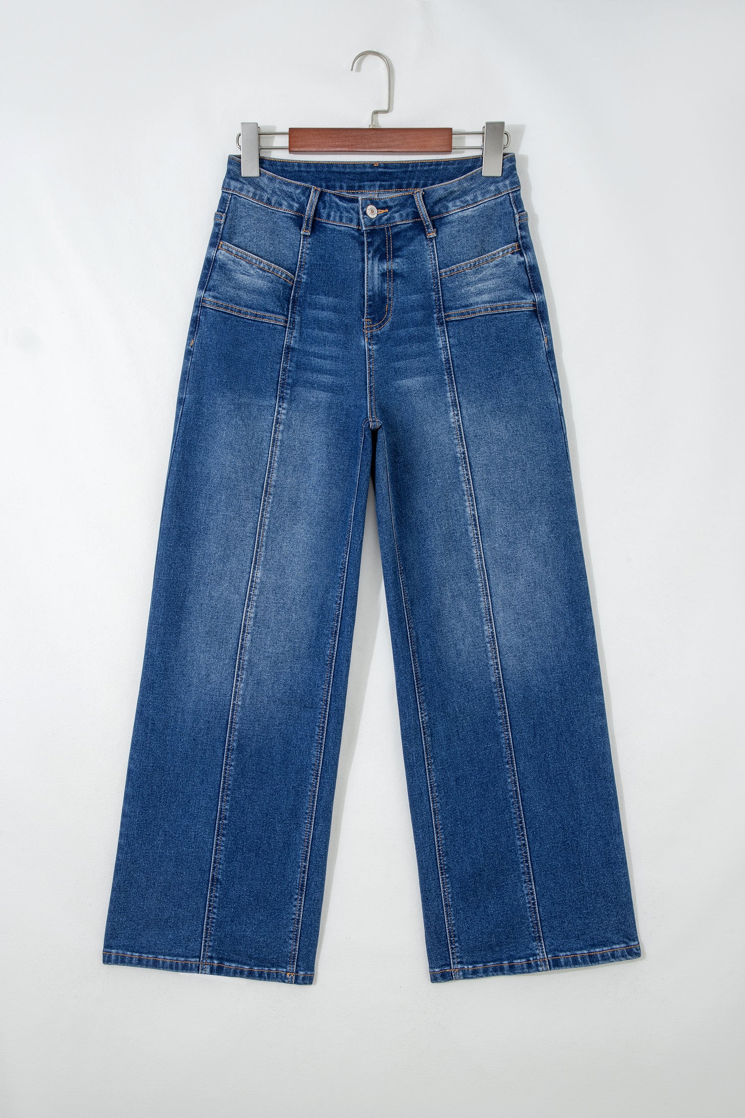 *Sky Blue Tailored Seam Detail Womens Shift Jeans