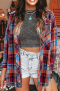 *Red Plaid Print Loose Vintage Shirt
