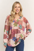 ~LONG SLEEVE FLORAL PRINT TOP