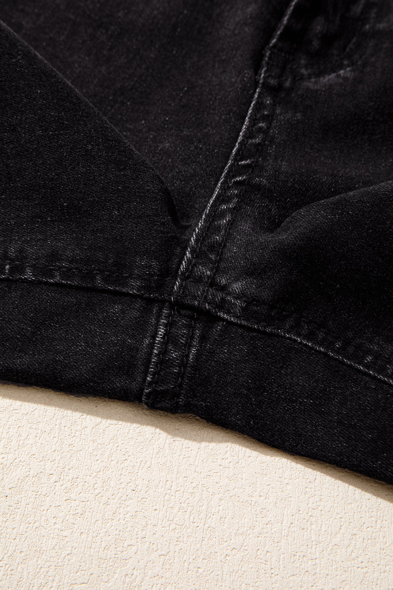 *Navy Blue Studded Detail Straight Leg Casual Loose Jeans
