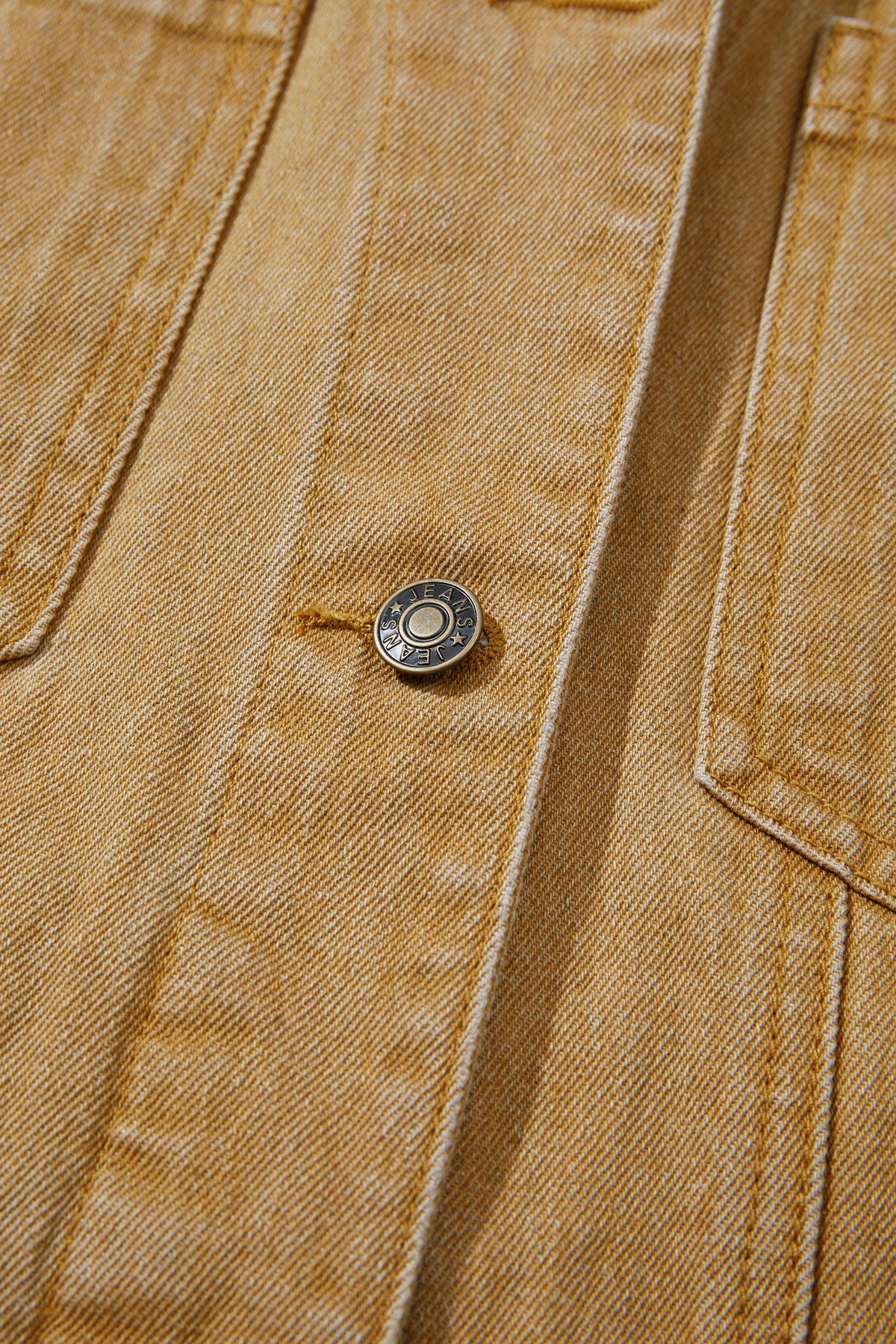 *honey gold Metal Button Front Long Sleeve Collar Denim Jacket