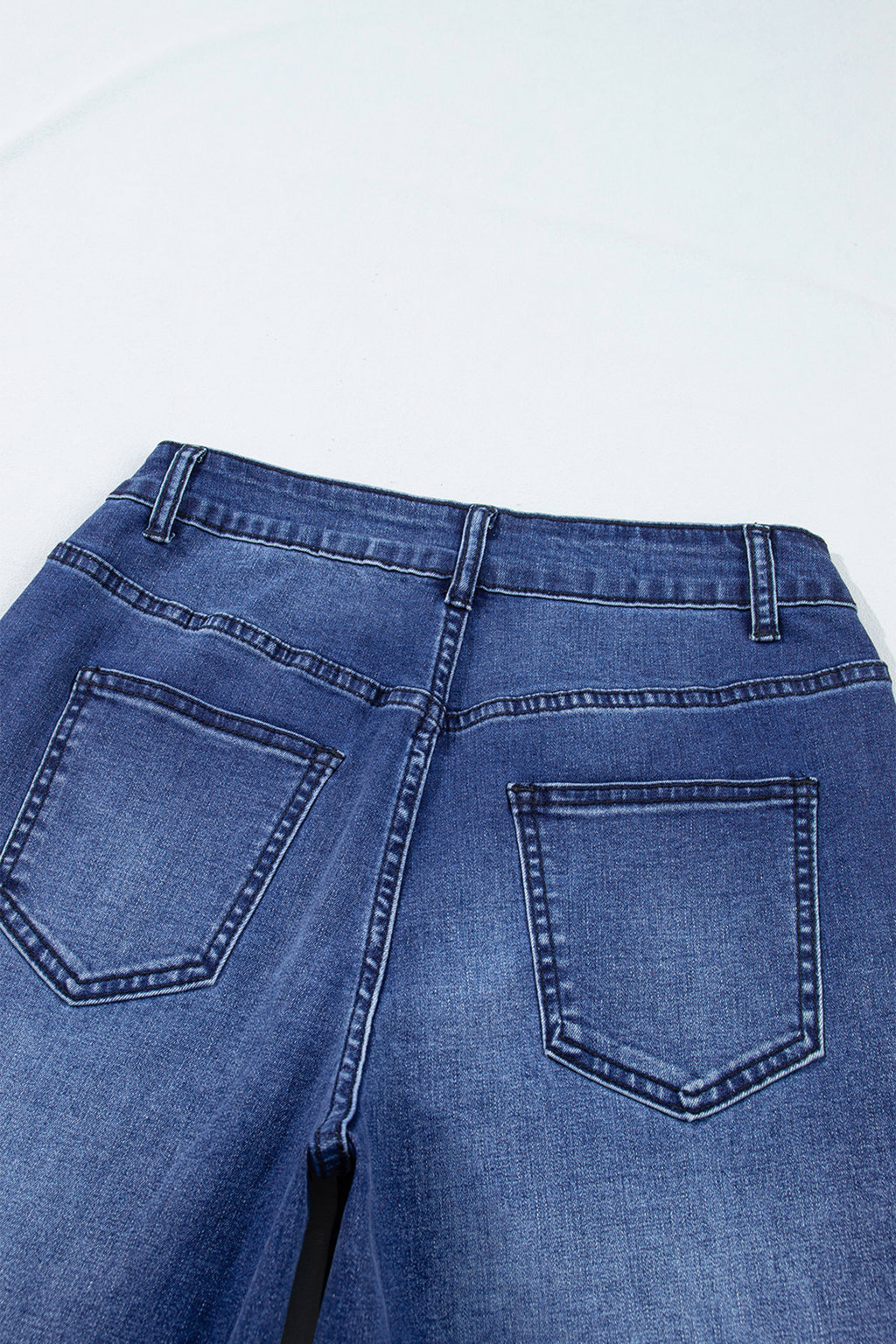 *Navy Blue Studded Detail Straight Leg Casual Loose Jeans