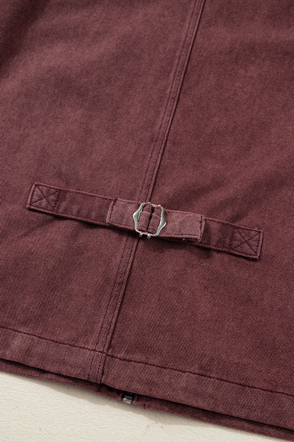 *Coffee Corduroy Collar Zipped Front Denim Jacket