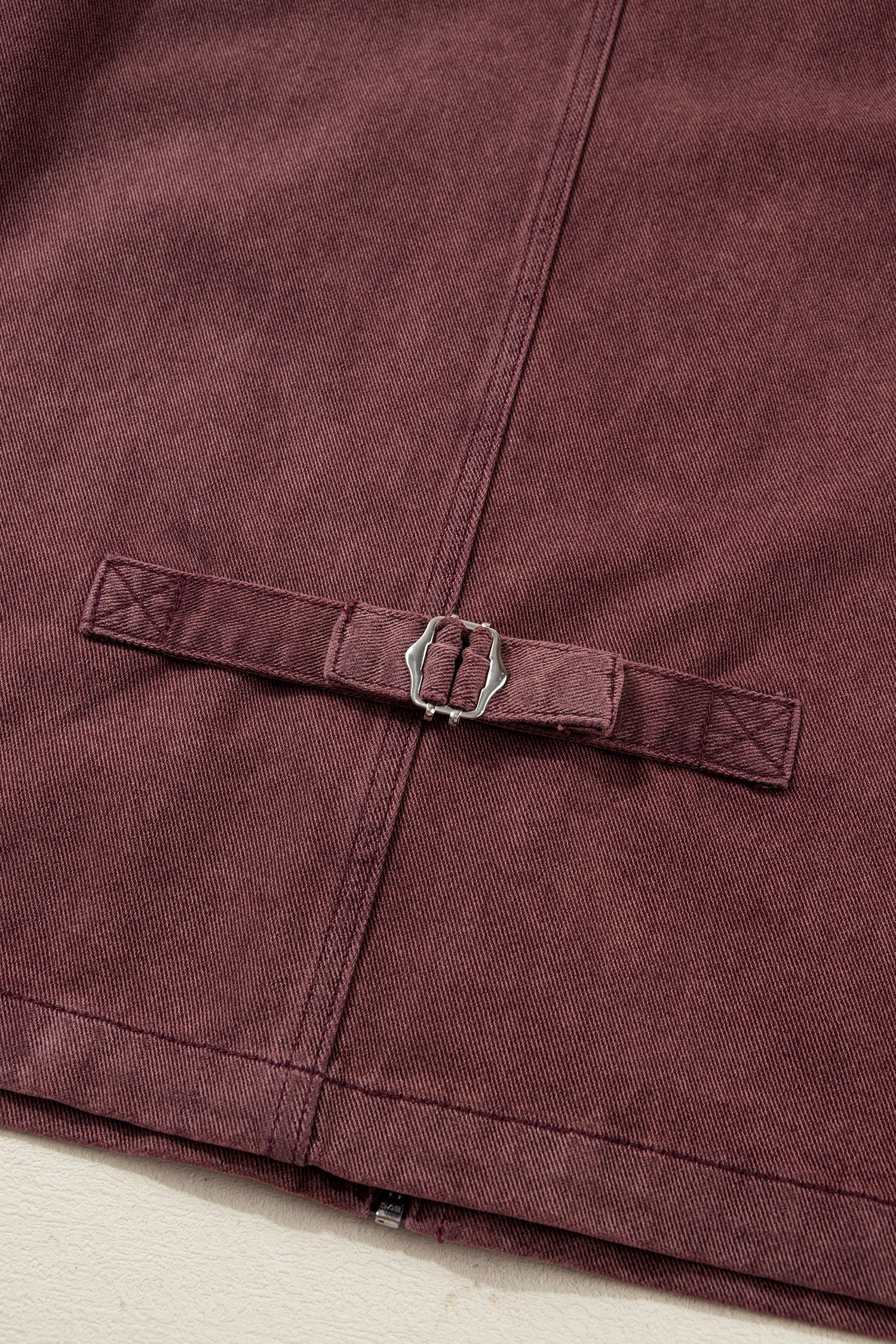 *Coffee Corduroy Collar Zipped Front Denim Jacket