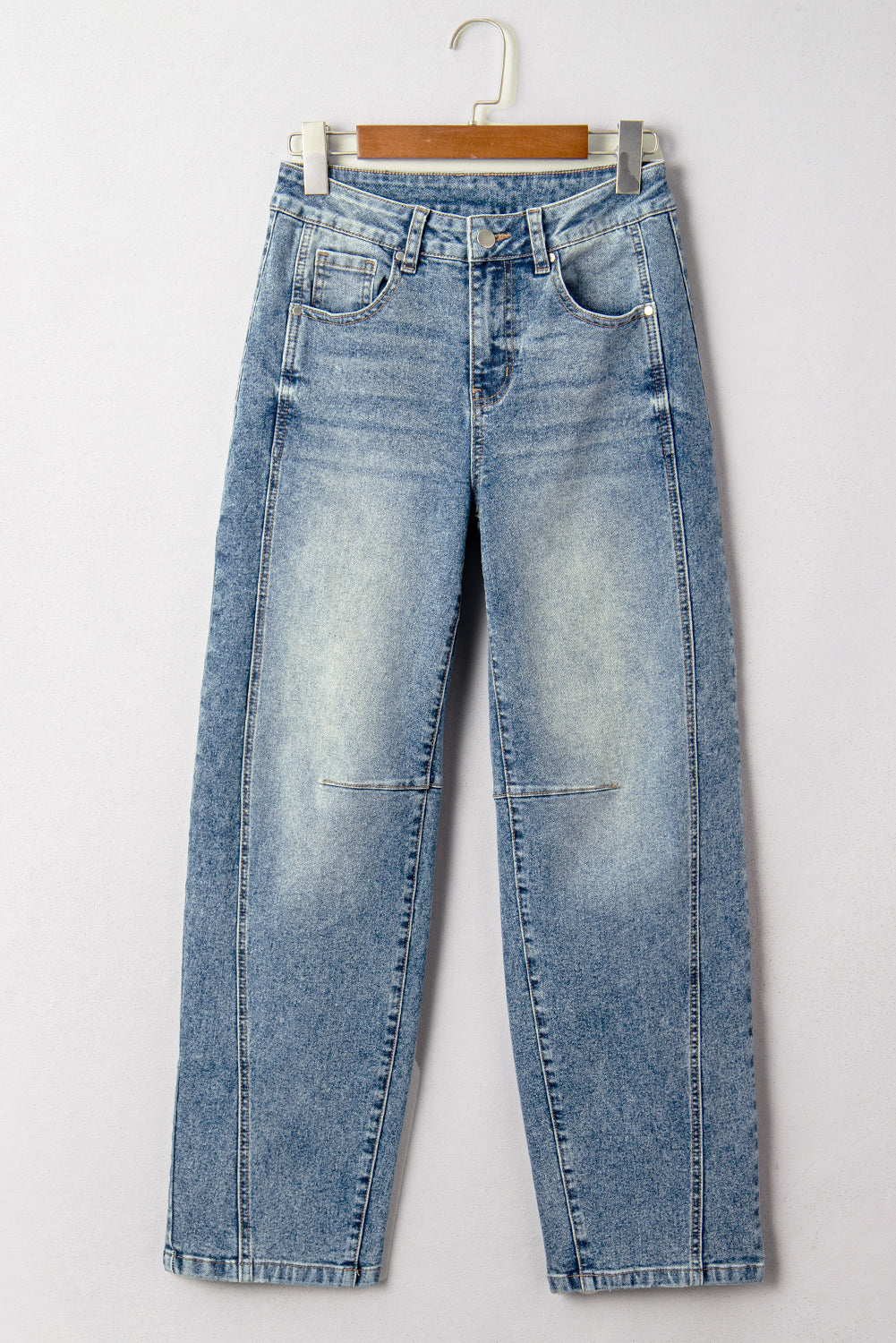 *Dusk Blue Vintage Washed Seam Detail Shift Jeans