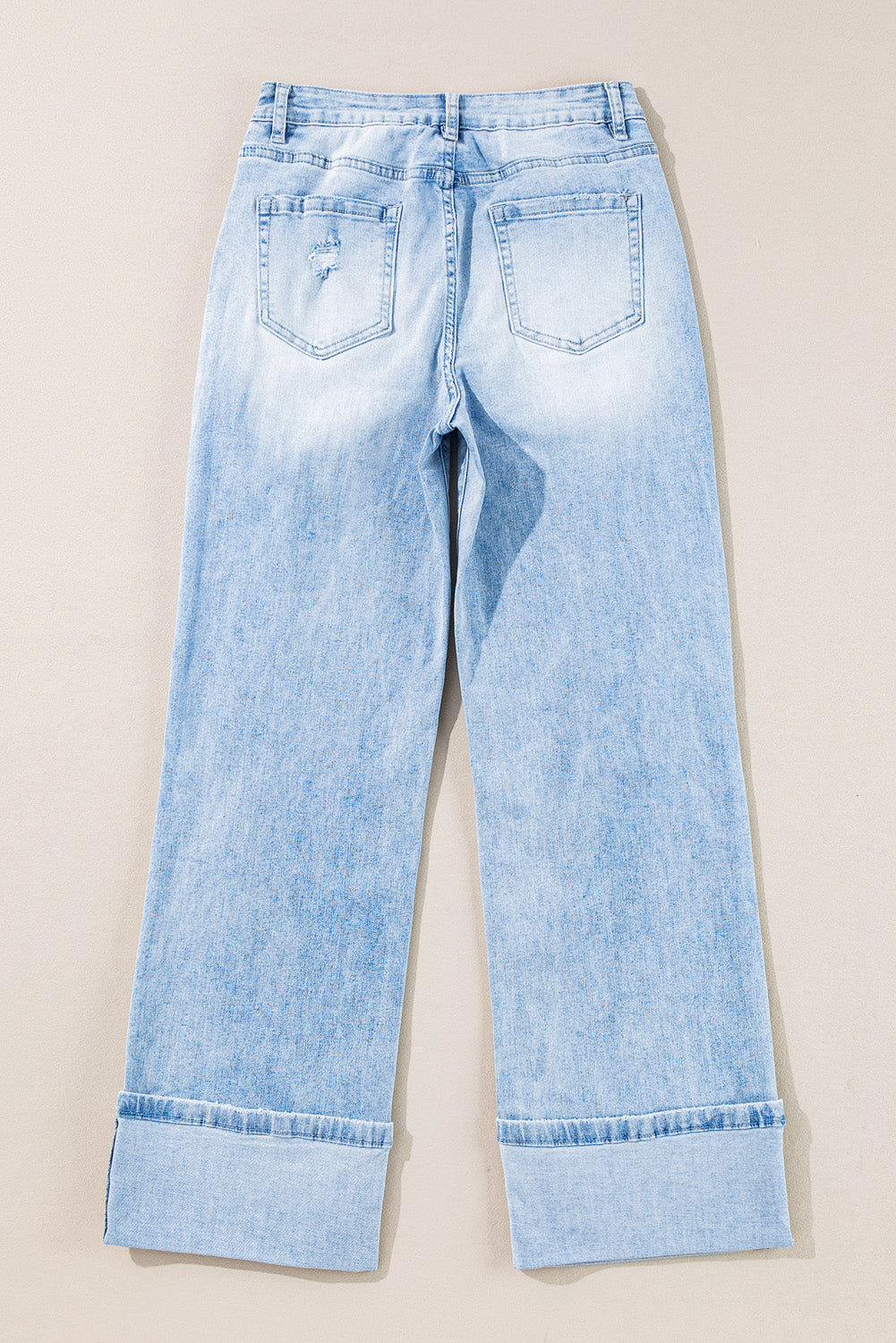 *Beau Blue Light Wash Distressed Straight Jeans