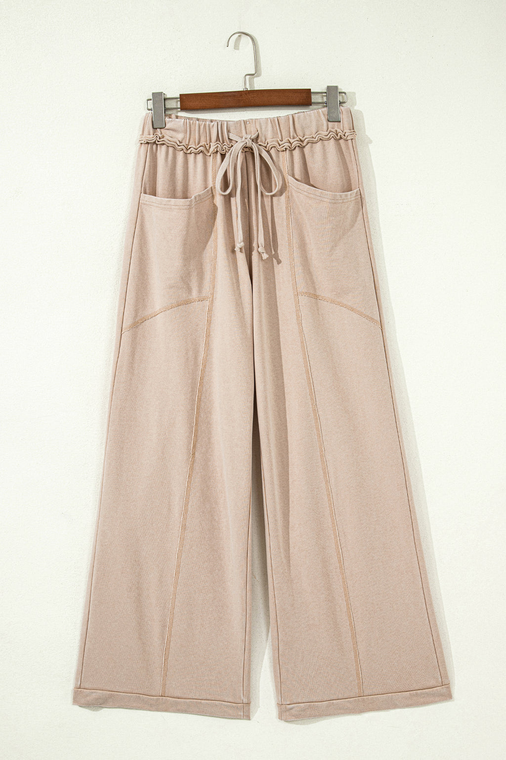*Smoke Gray Mineral Wash Drawstring Retro High Waist Wide Leg Western Pants