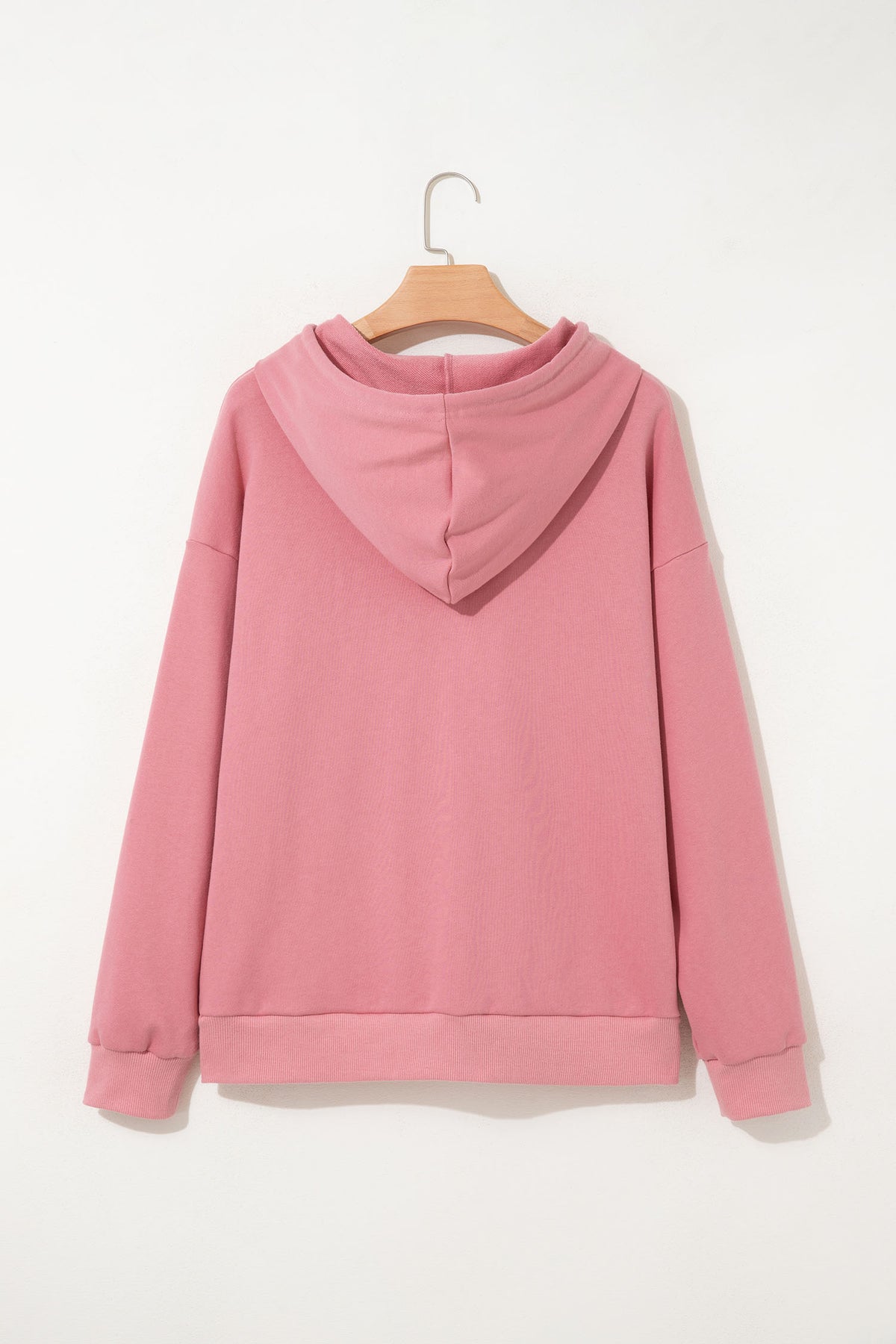 *Gossamer Pink GOOD VIBES Chenille Letter Graphic Casual Hoodie