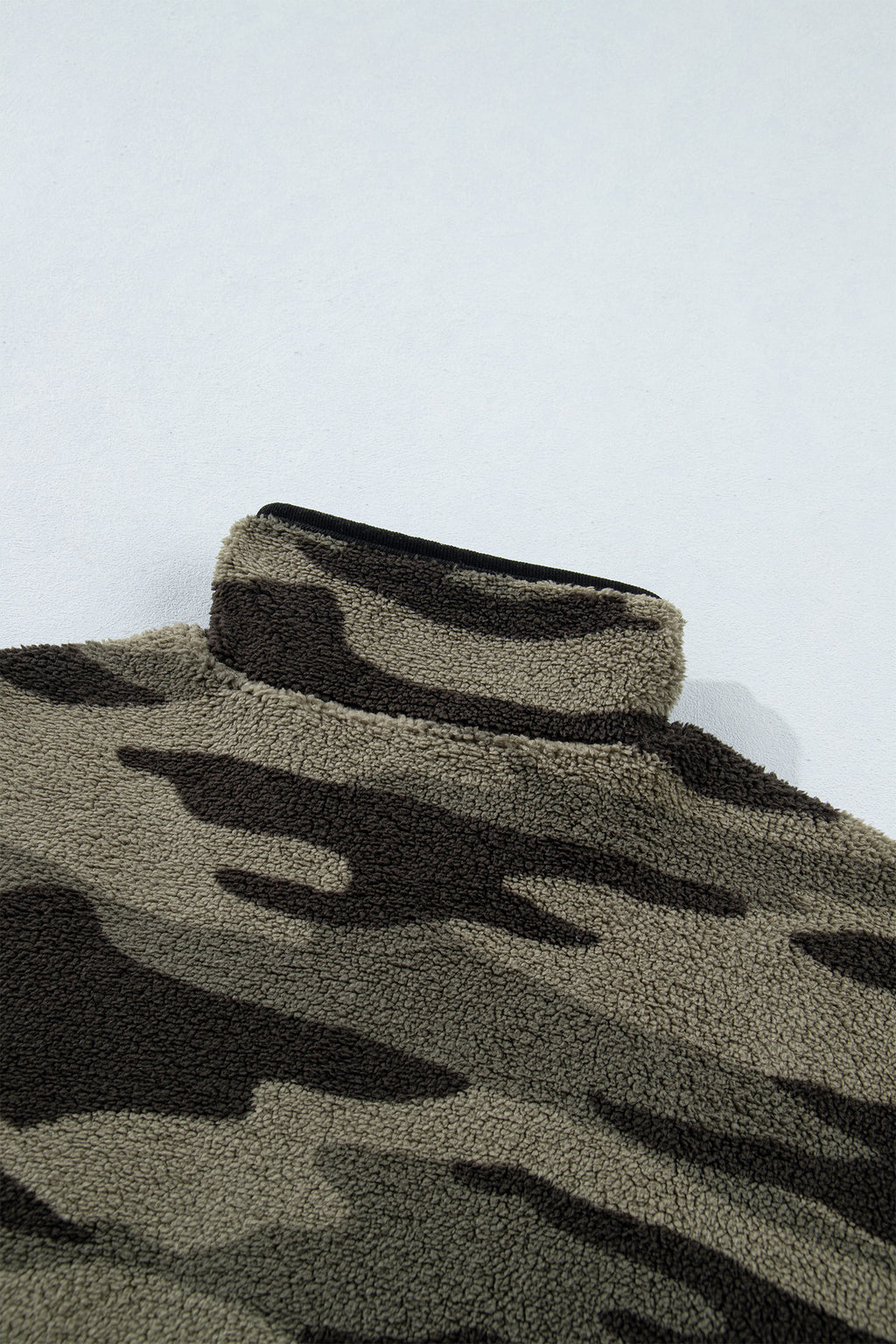 *Multicolour Camouflage Fleece Half Zip-Up Long Sleeve Pocket Sweatshirt