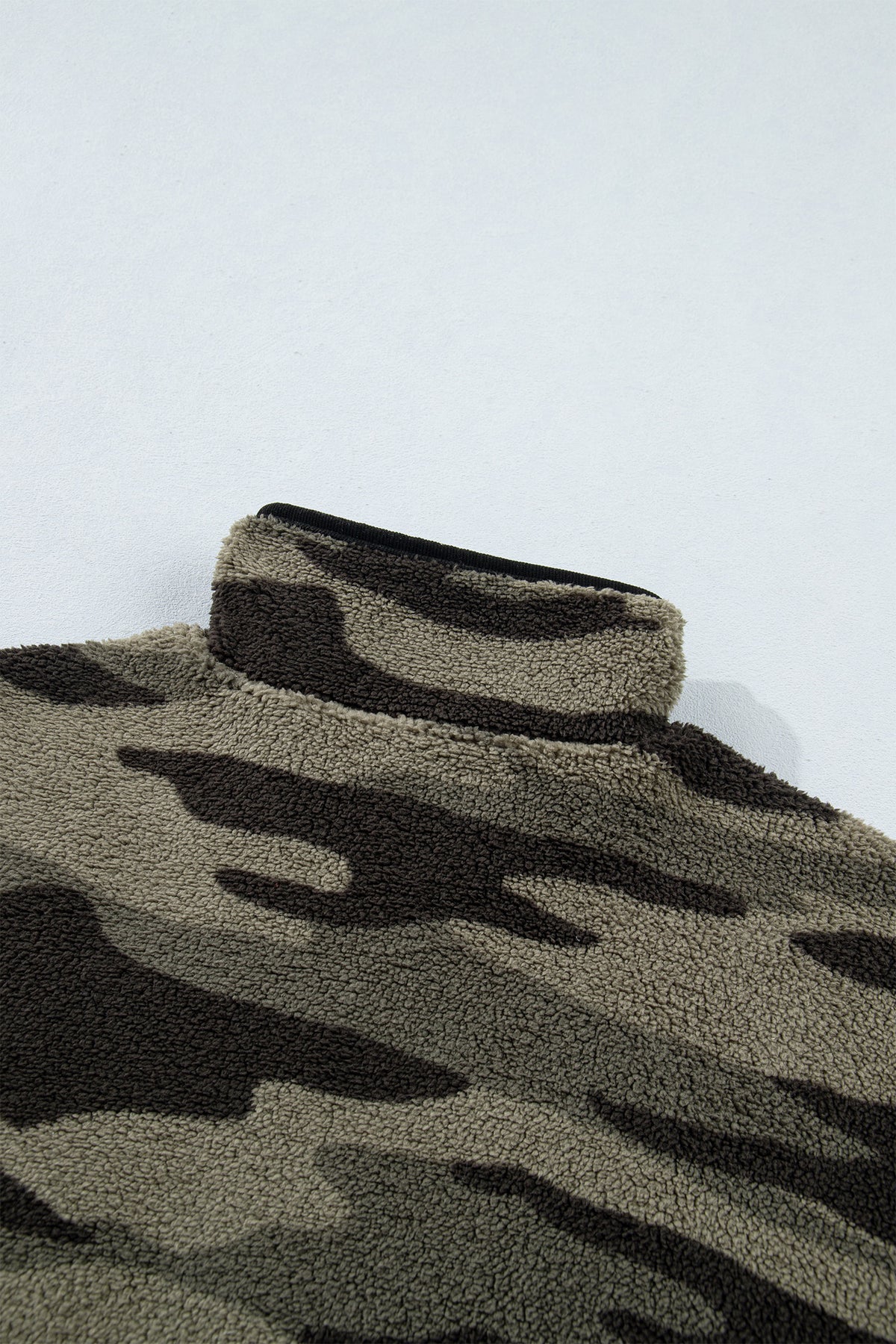 *Multicolour Camouflage Fleece Half Zip-Up Long Sleeve Pocket Sweatshirt
