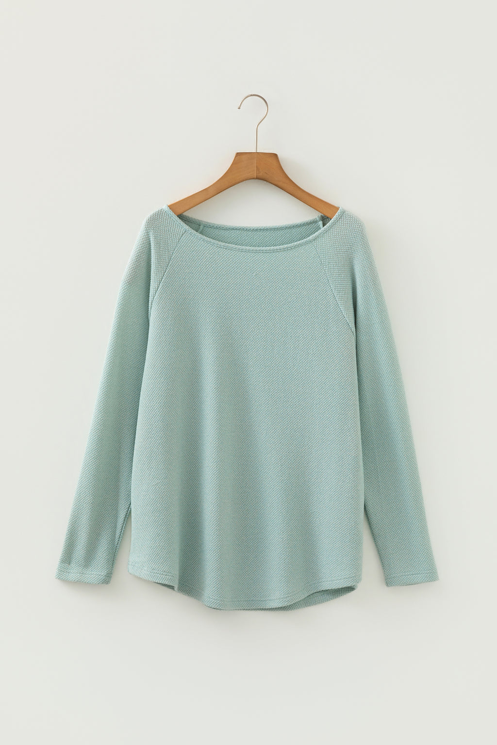 *Moonlight Jade Textured Raglan Sleeve Knit Loose Top