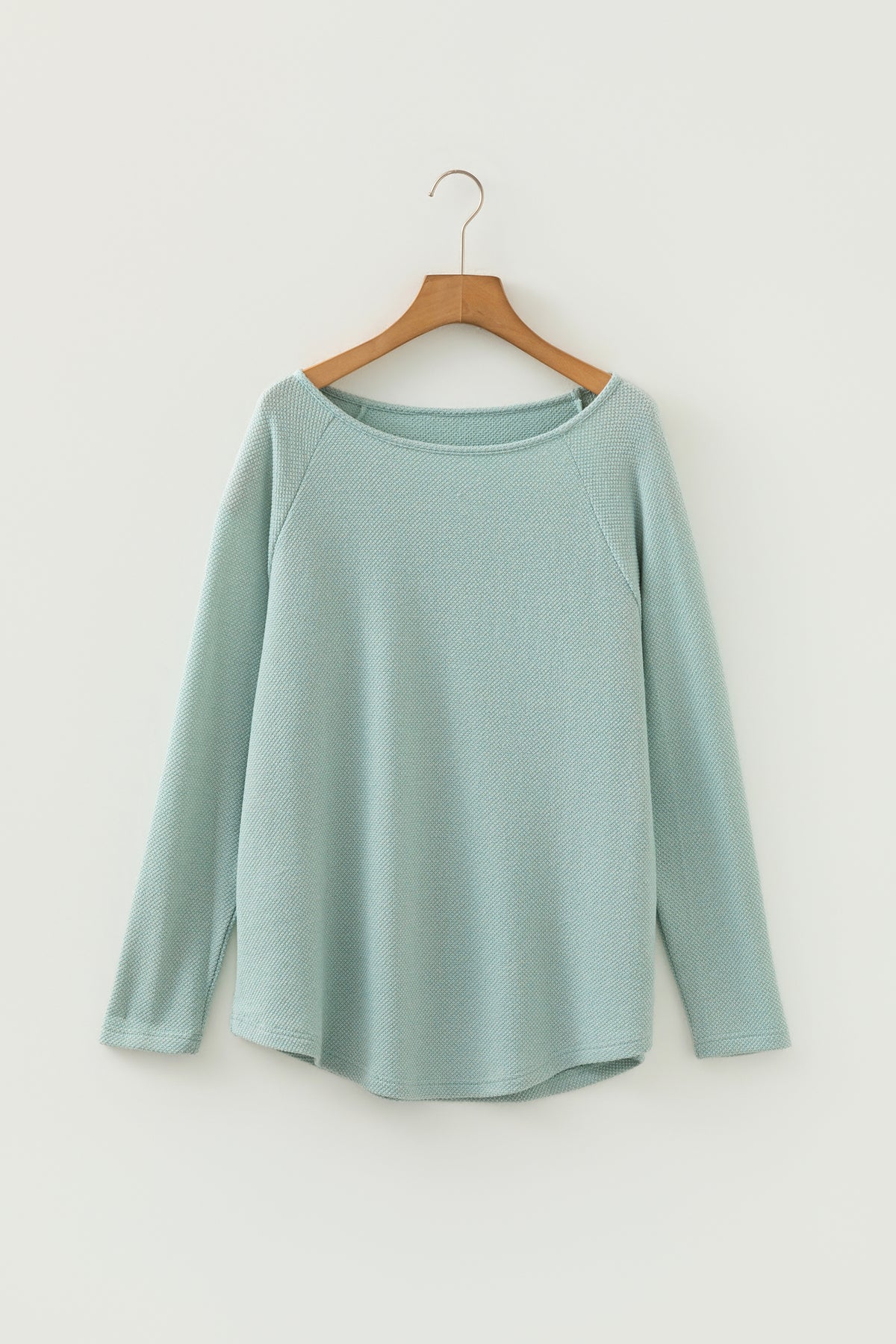 *Moonlight Jade Textured Raglan Sleeve Knit Loose Top