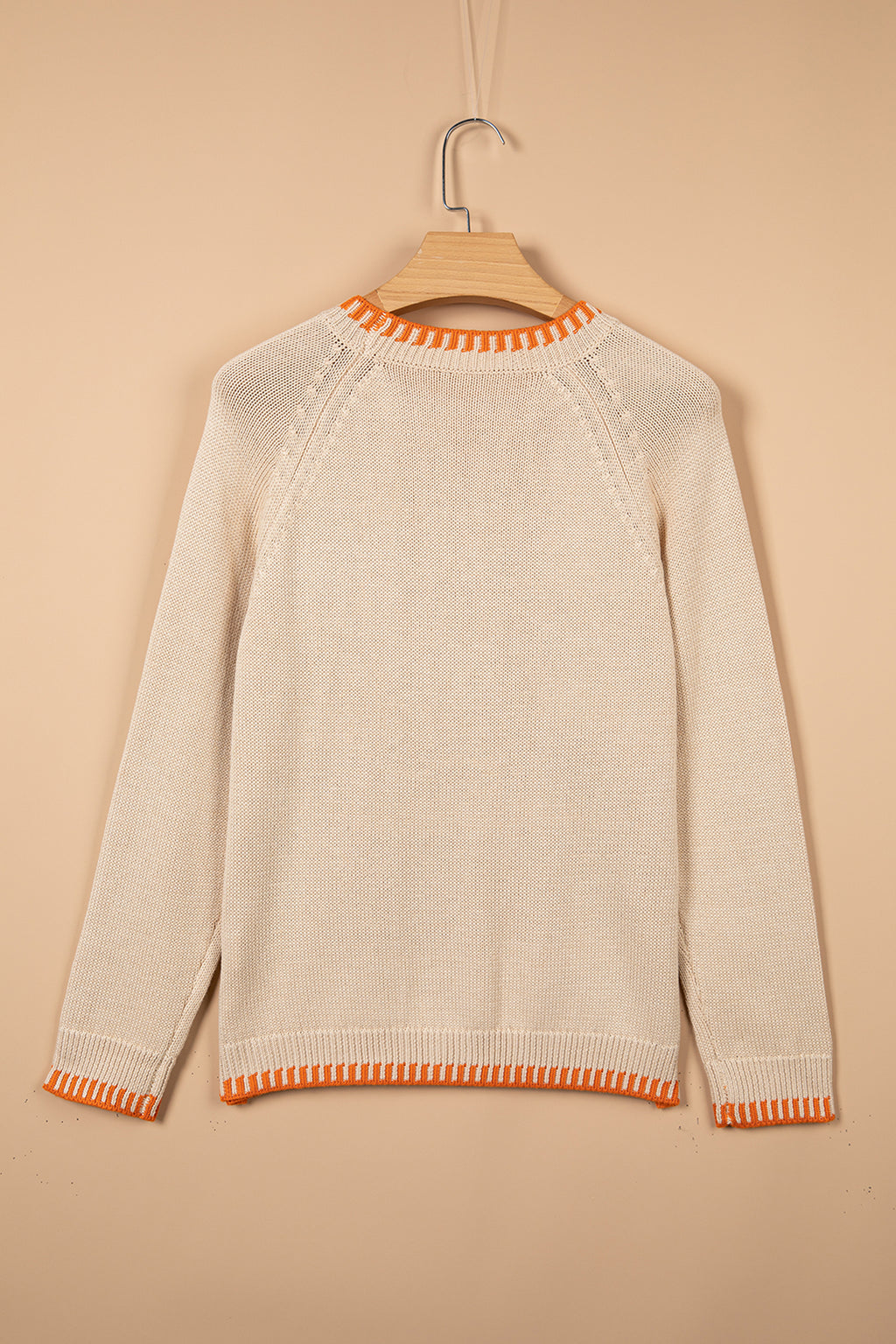 *Parchment Floral Embroidery Pumpkin Long Sleeve Round Neck Sweater