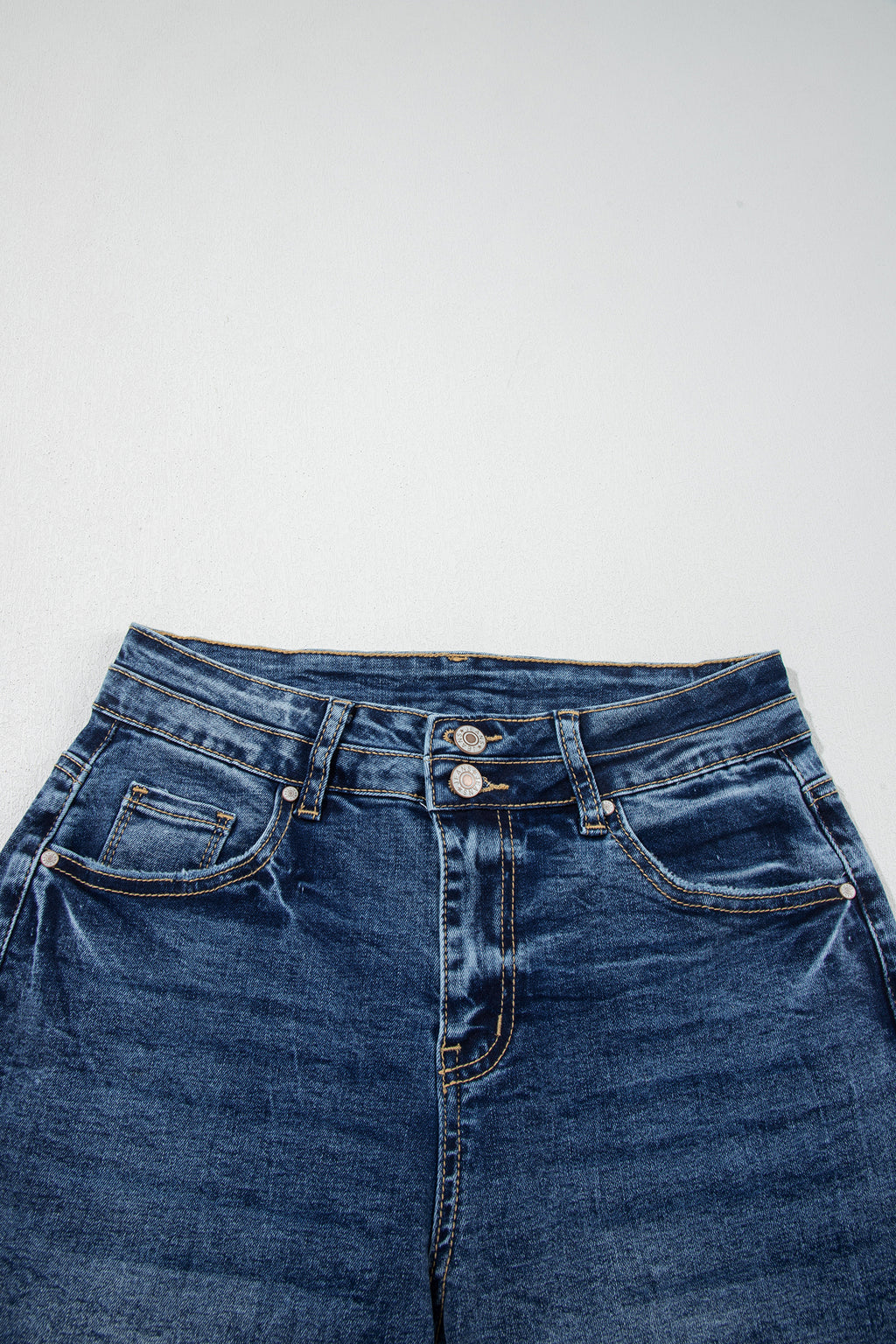 *Sail Blue Acid Wash Pocket Detail Flare Jeans